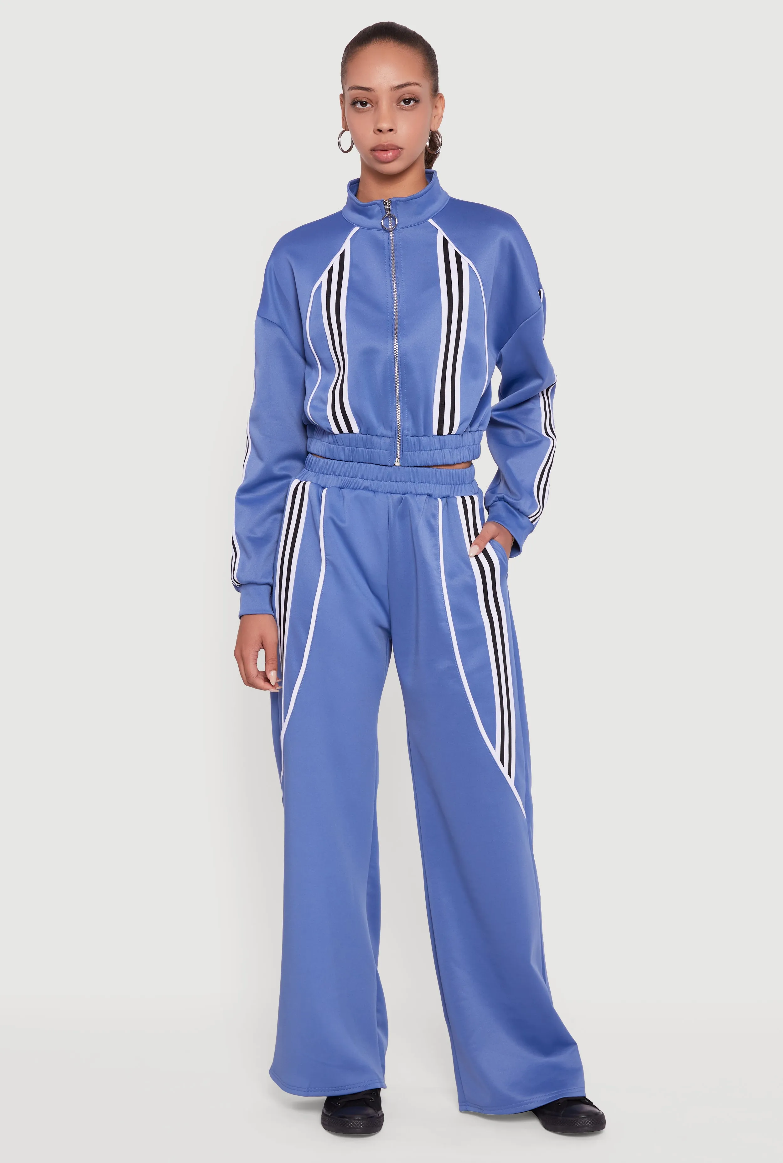 Stripe Detail Cropped Zip Front Track Jacket sold by Rainbow product image thumbnail 2