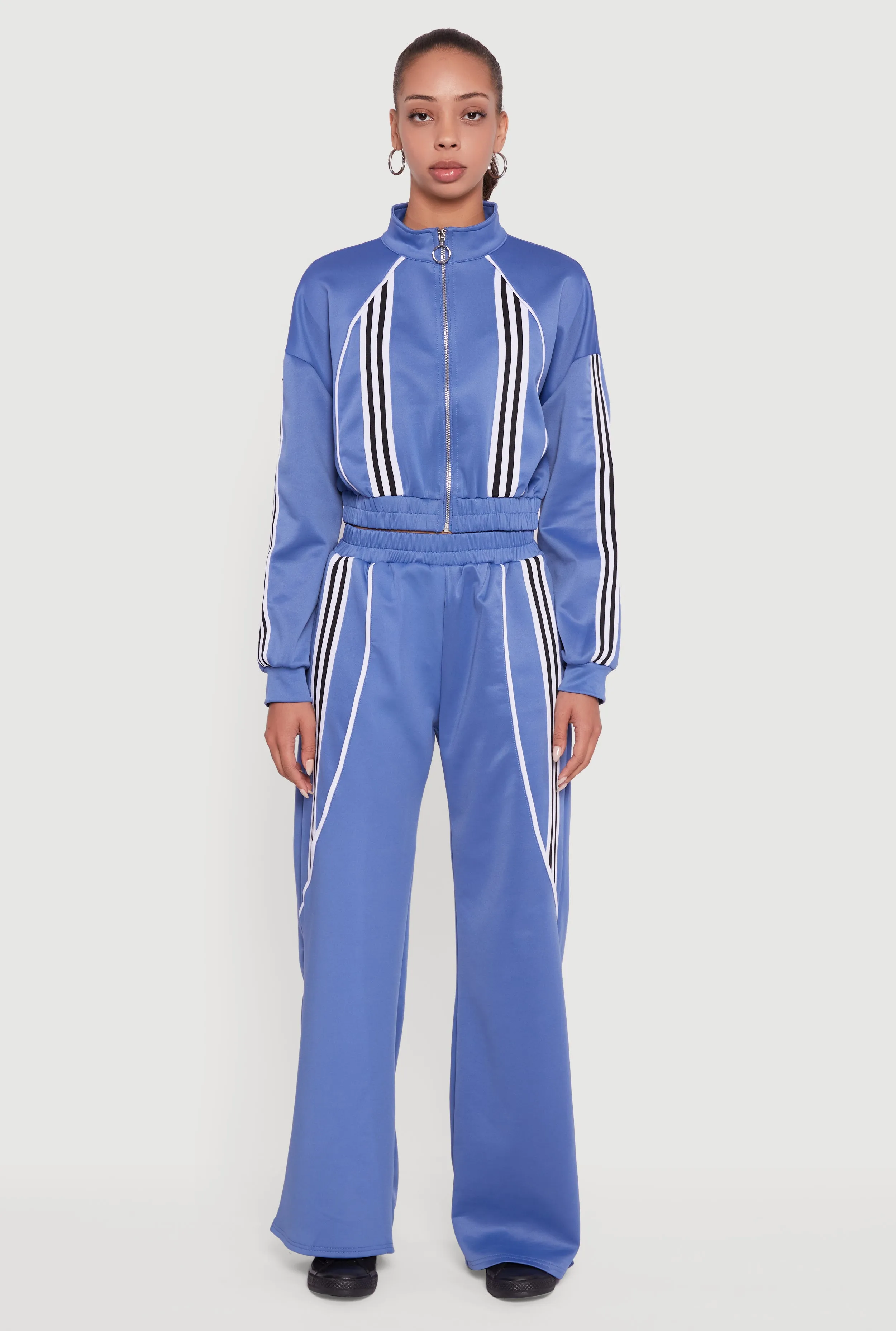 Stripe Detail Cropped Zip Front Track Jacket sold by Rainbow product image thumbnail 3