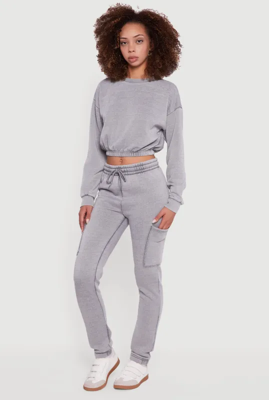 High Waisted Marled Cargo Pocket Sweatpants sold by Rainbow