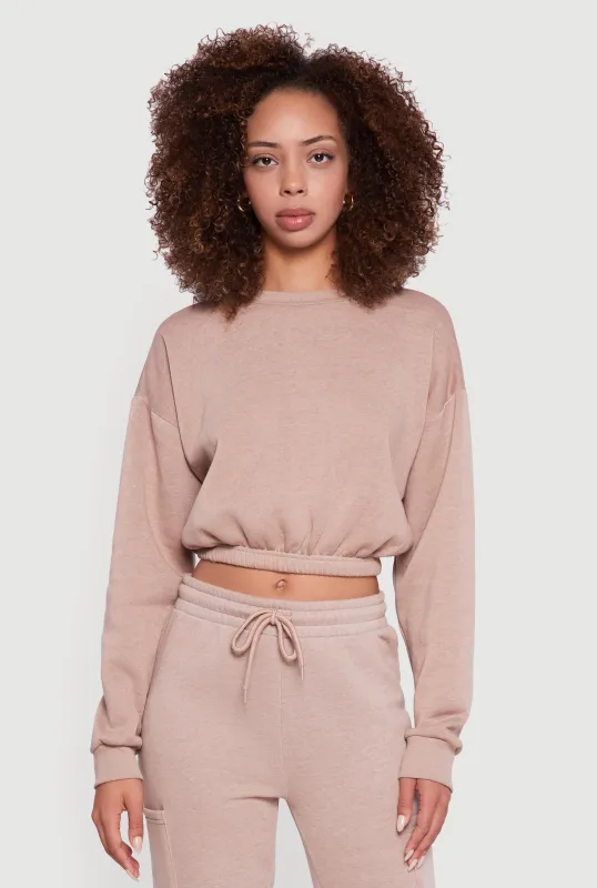 Crew Neck Long Sleeve Cropped Sweatshirt sold by Rainbow