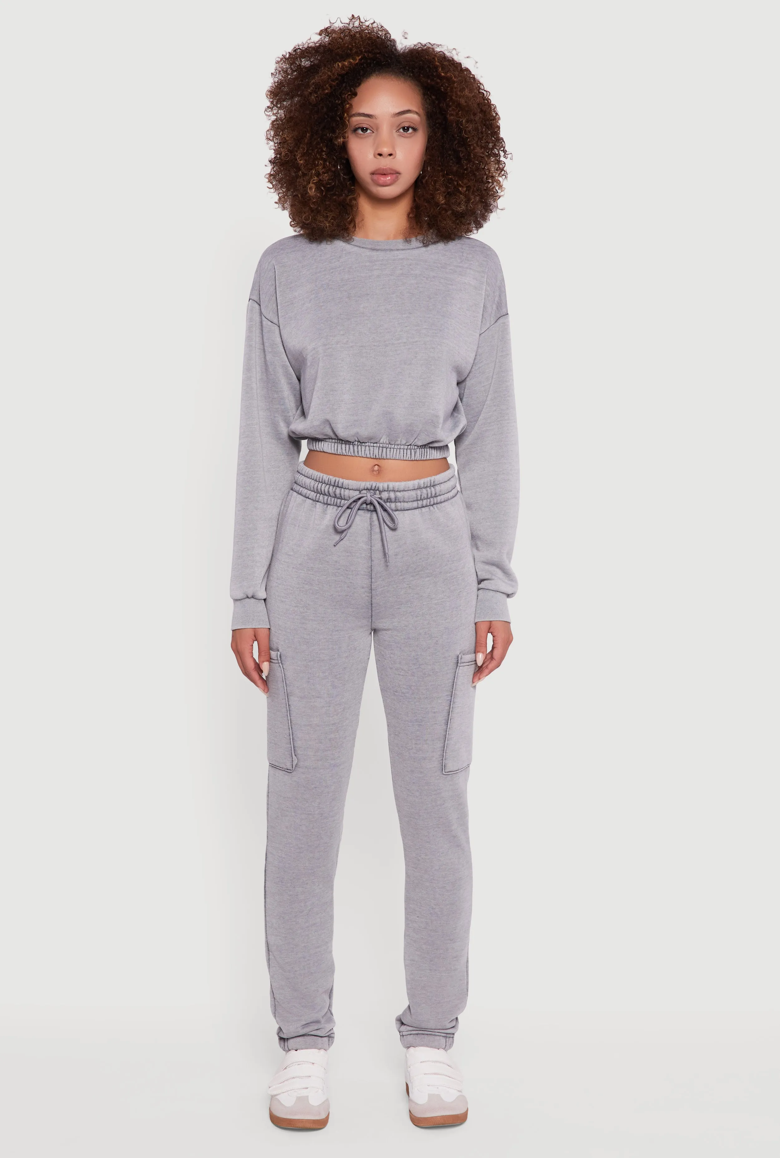 Crew Neck Long Sleeve Cropped Sweatshirt sold by Rainbow product image thumbnail 3