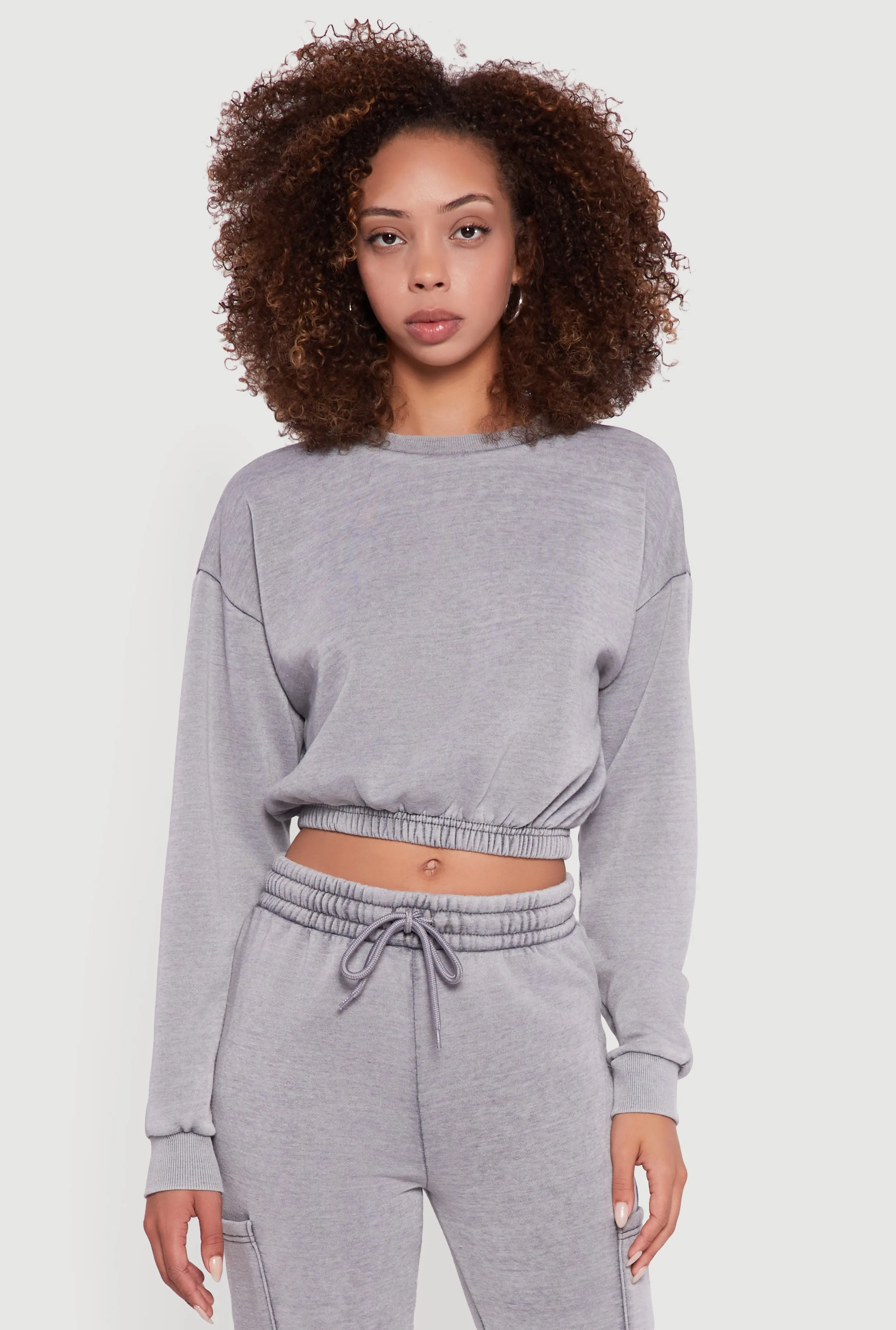 Crew Neck Long Sleeve Cropped Sweatshirt sold by Rainbow