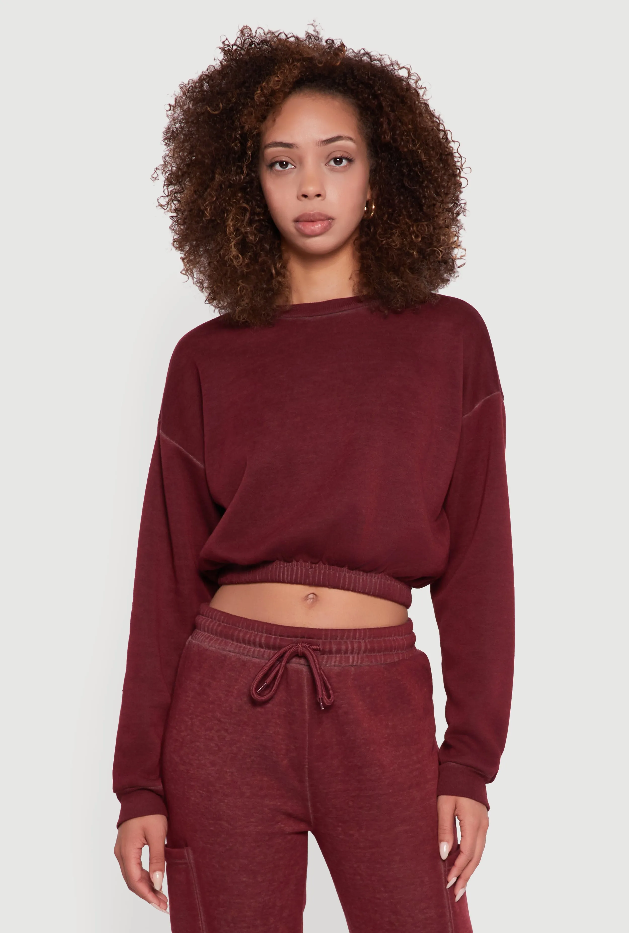 Crew Neck Long Sleeve Cropped Sweatshirt sold by Rainbow
