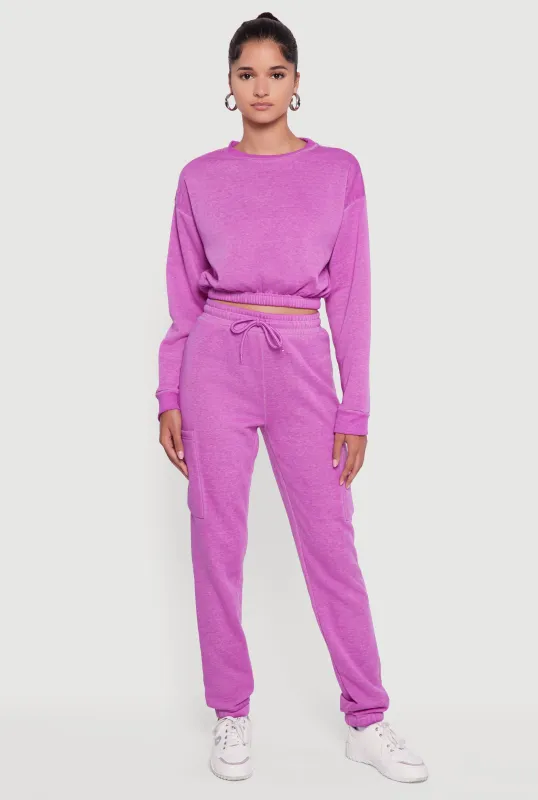 High Waisted Marled Cargo Pocket Sweatpants sold by Rainbow