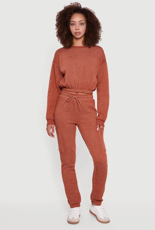 High Waisted Marled Cargo Pocket Sweatpants sold by Rainbow