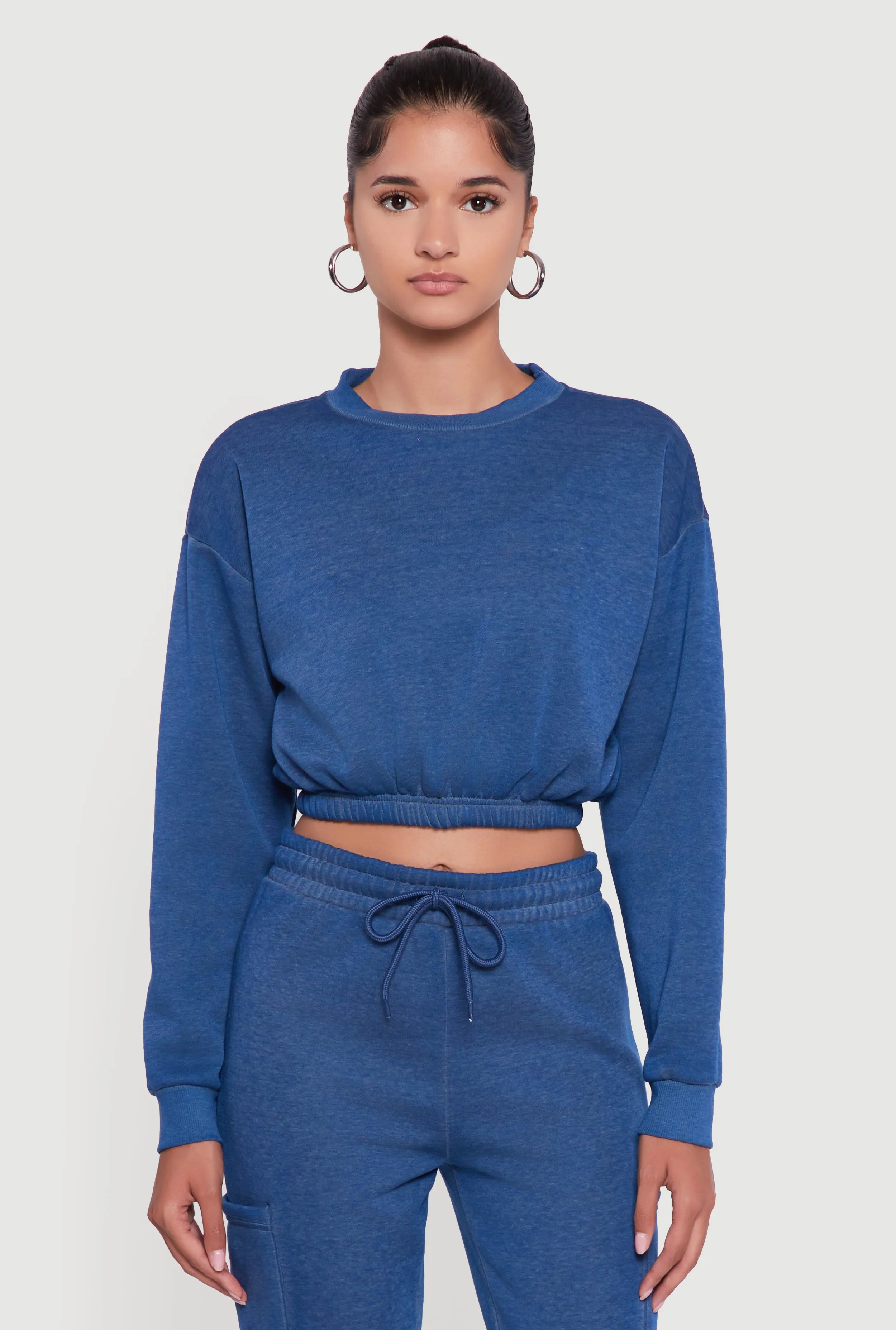 Crew Neck Long Sleeve Cropped Sweatshirt sold by Rainbow