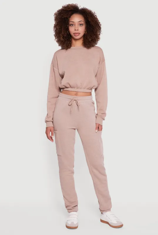 High Waisted Marled Cargo Pocket Sweatpants sold by Rainbow