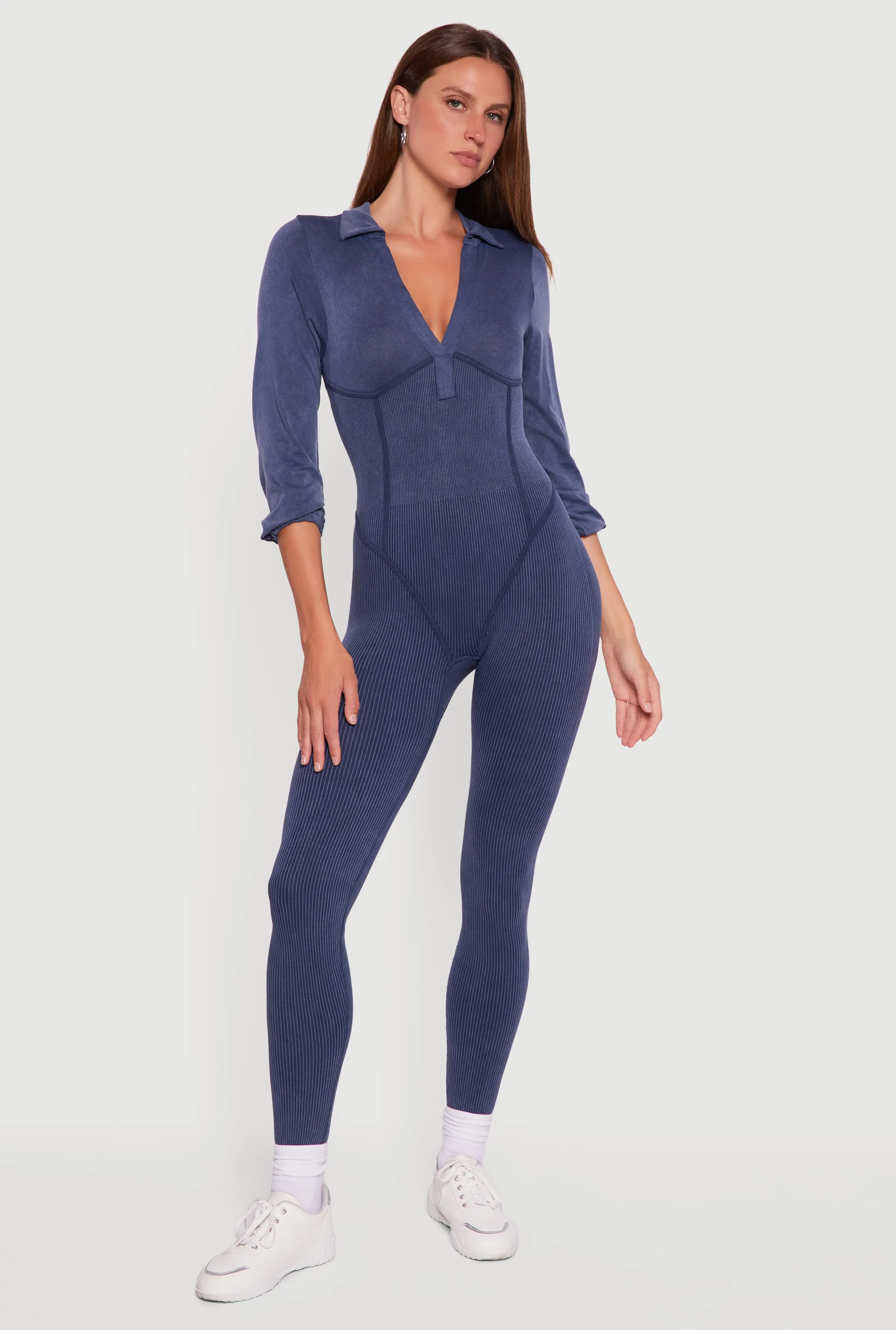 Acid Wash Ribbed Knit Jumpsuit sold by Rainbow