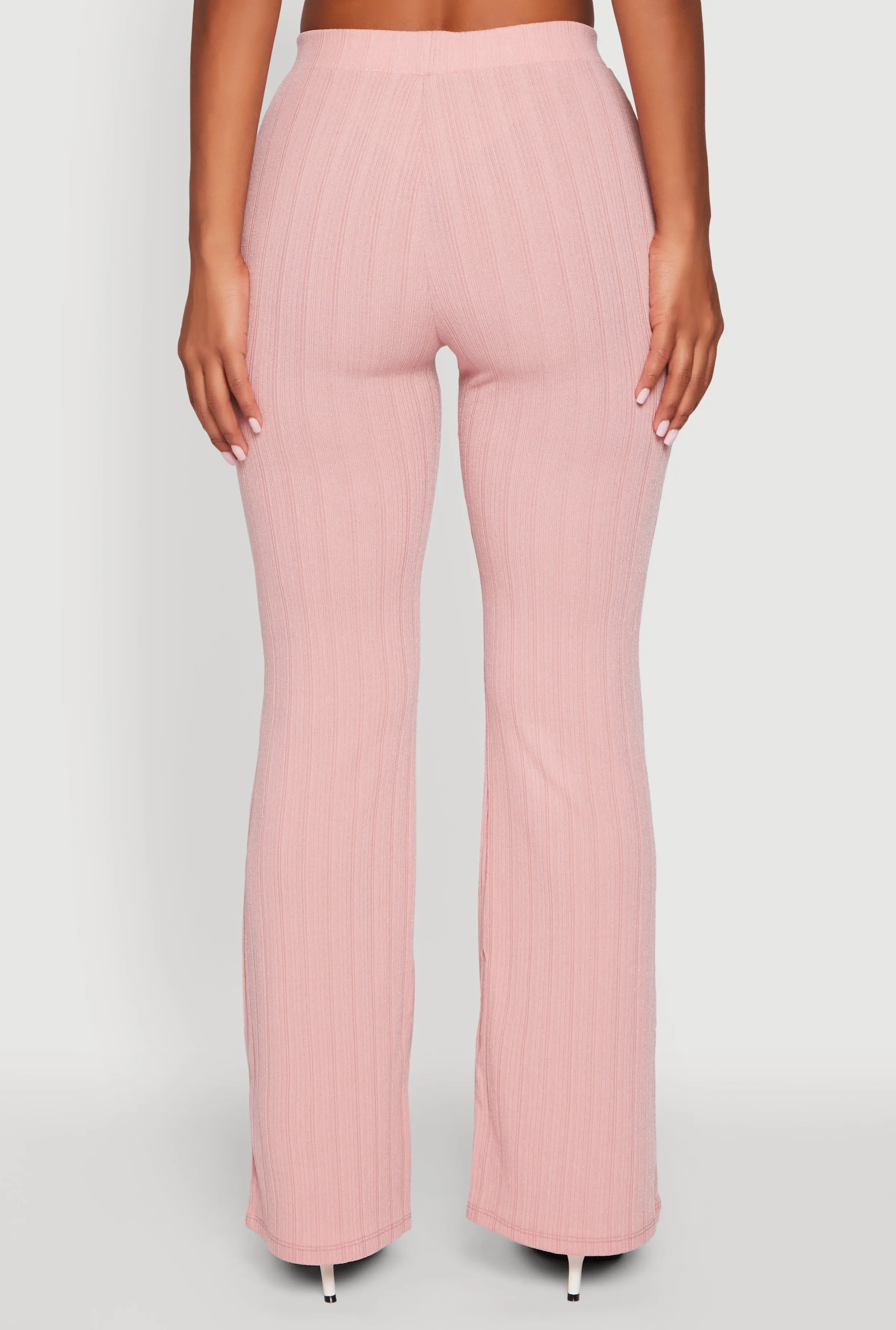 High Waisted Ribbed Knit Flared Pants sold by Rainbow product image thumbnail 5