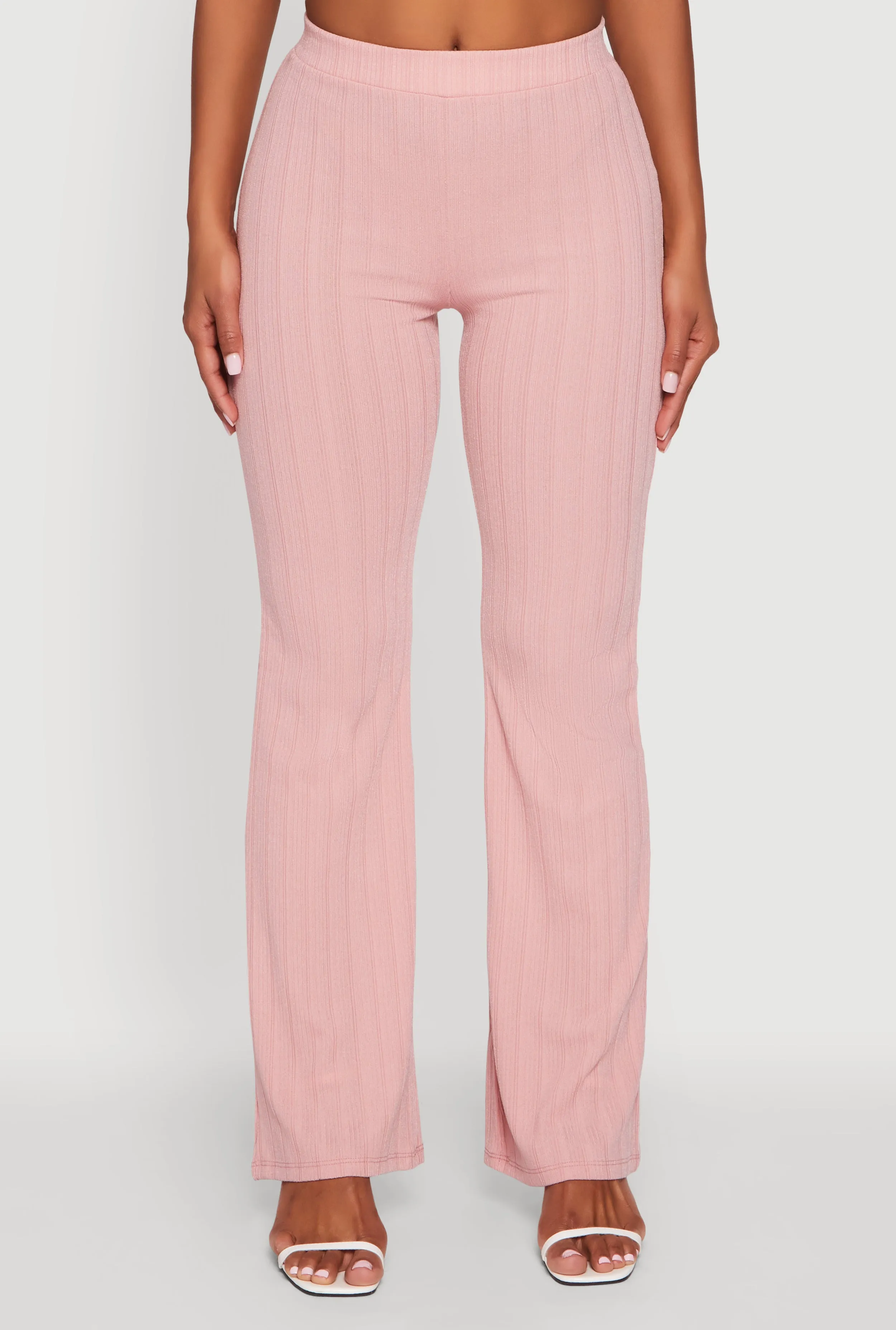 High Waisted Ribbed Knit Flared Pants sold by Rainbow product image thumbnail 3