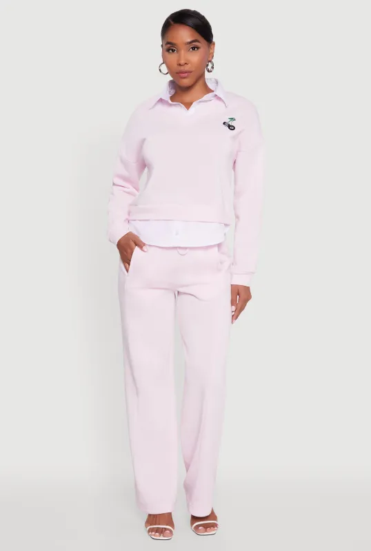 High Waisted Fleece Wide Leg Pants with Pockets sold by Rainbow