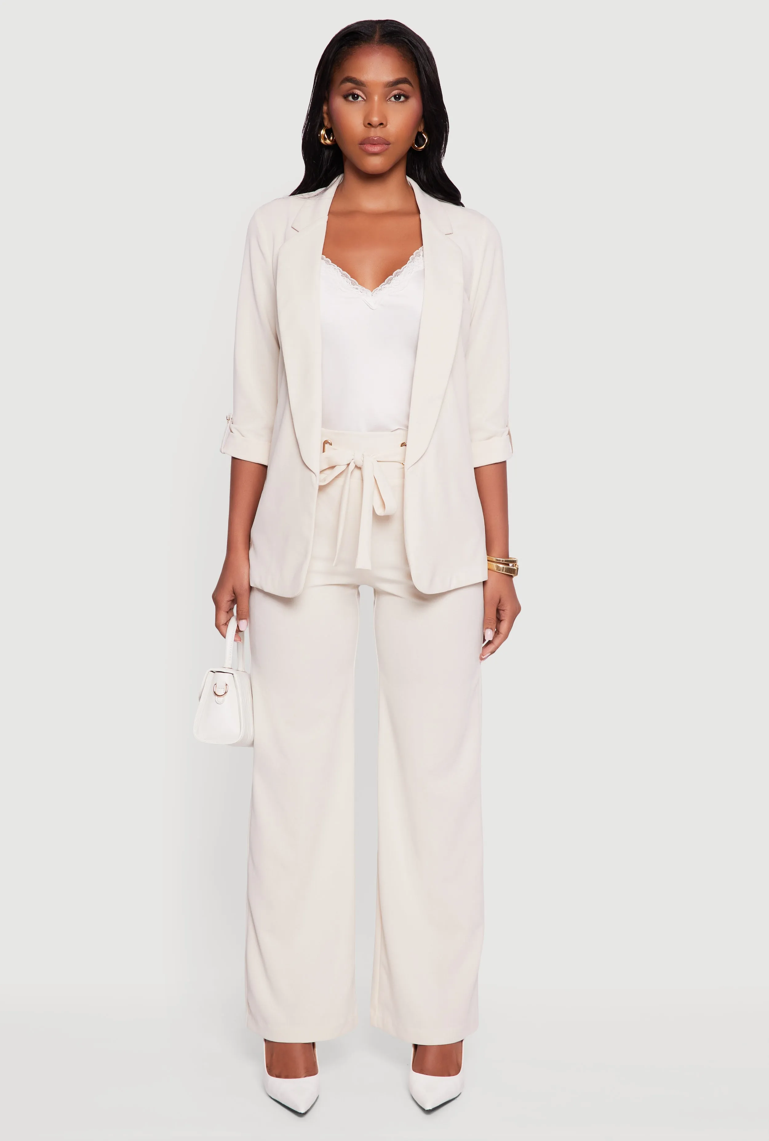 Crepe Knit Tabbed Sleeve Blazer sold by Rainbow product image thumbnail 3