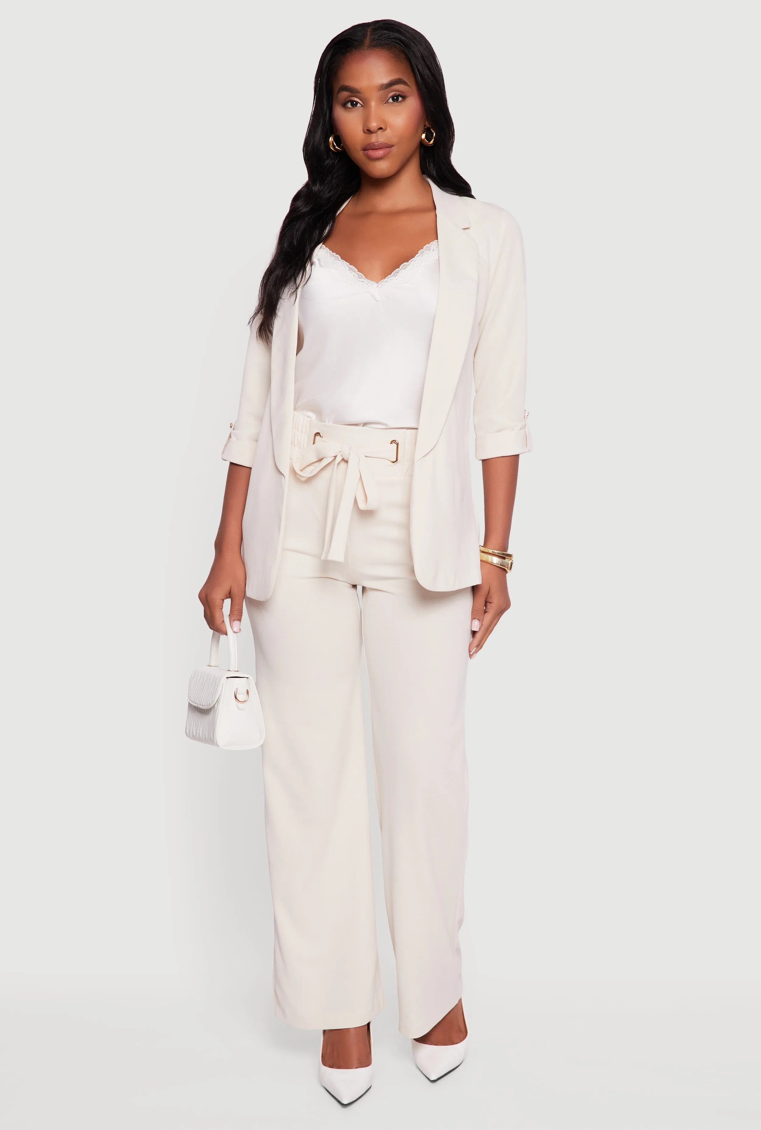 Crepe Knit Tabbed Sleeve Blazer sold by Rainbow product image thumbnail 2