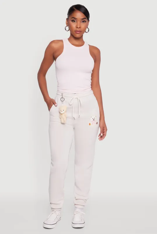 Drawstring High Waisted Embroidered Graphic Sweatpants sold by Rainbow