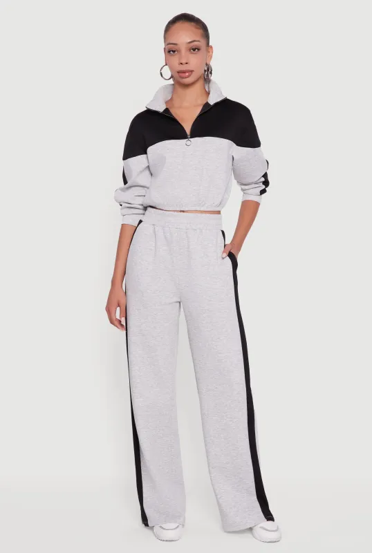 Side Stripe Elastic Waist Wide Leg Sweatpants sold by Rainbow