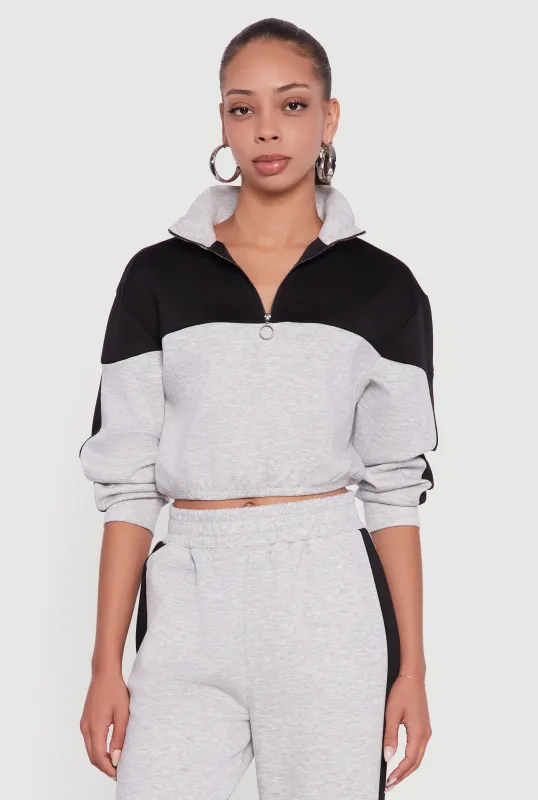 Color Block Half Zip Mock Neck Sweatshirt sold by Rainbow