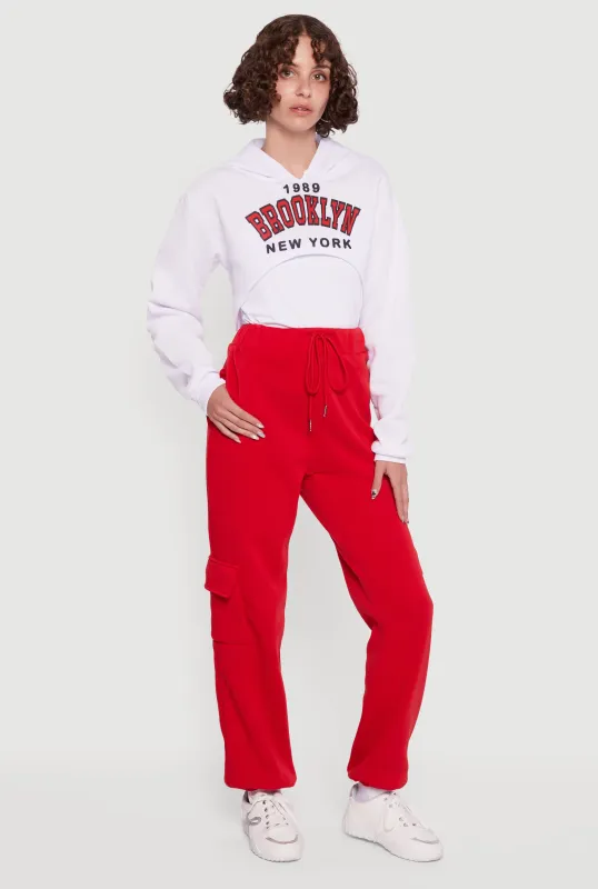 High Waisted Drawstring Waist Cargo Sweatpants sold by Rainbow