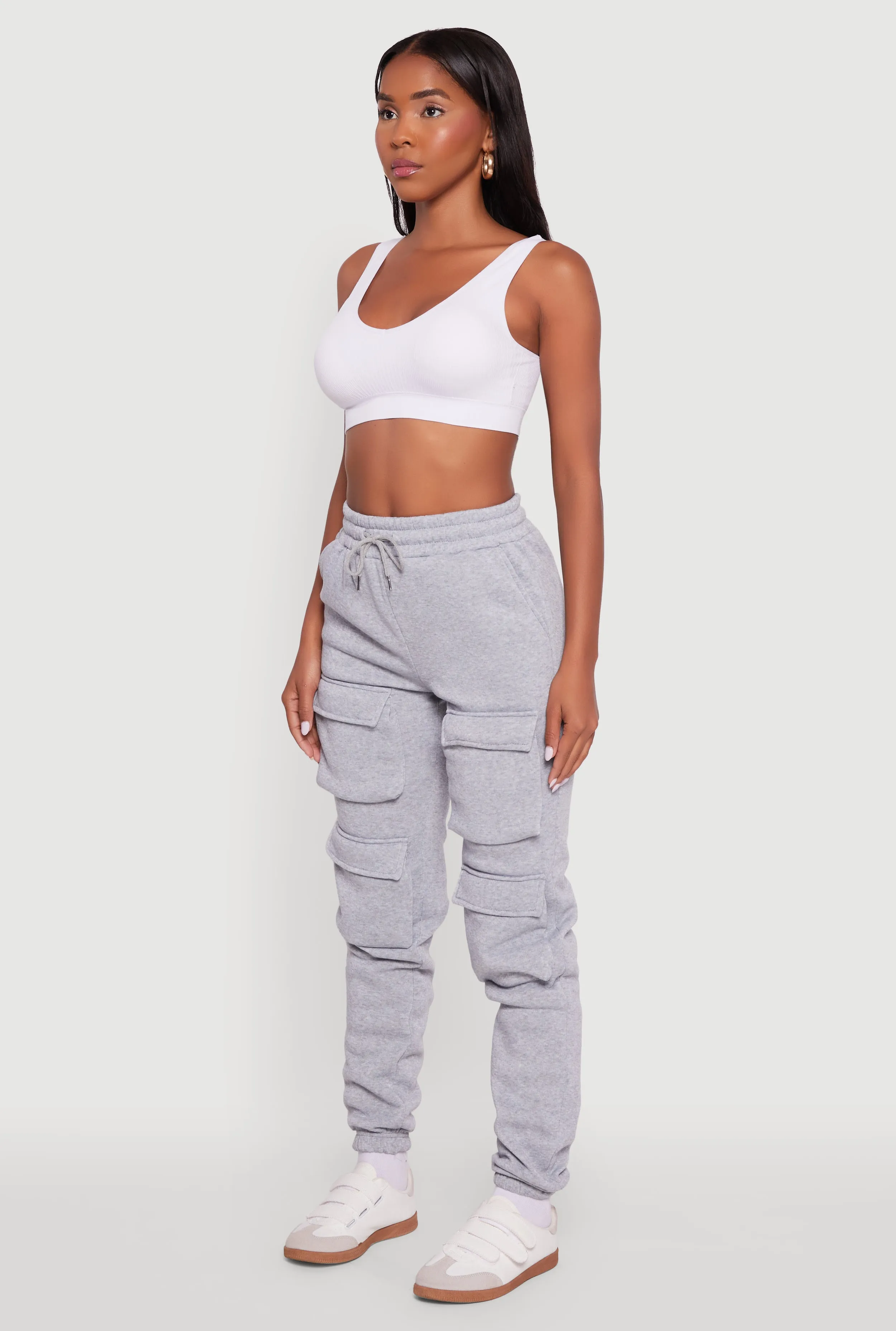 High Waisted Fleece Cargo Pocket Sweatpants sold by Rainbow product image thumbnail 3