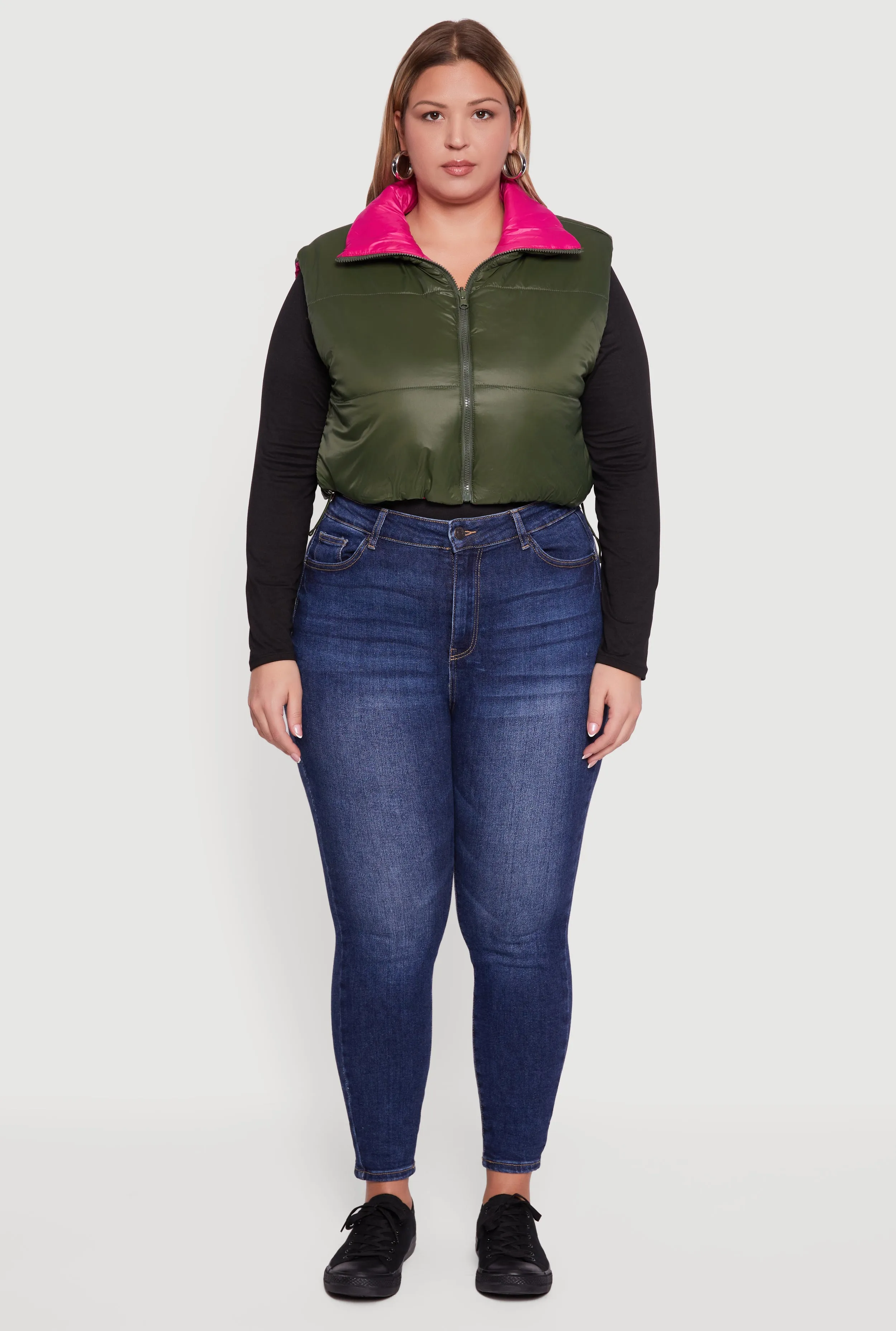 Plus Size Color Blocked Drawstring Hem Puffer Vest sold by Rainbow product image thumbnail 3