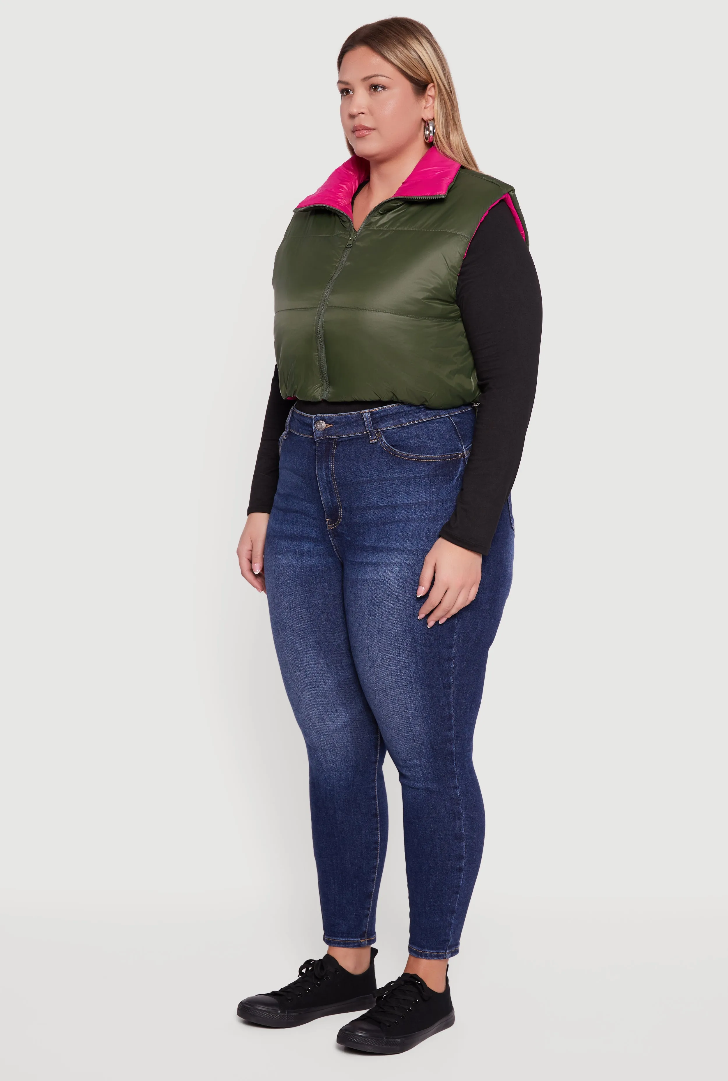 Plus Size Color Blocked Drawstring Hem Puffer Vest sold by Rainbow product image thumbnail 5