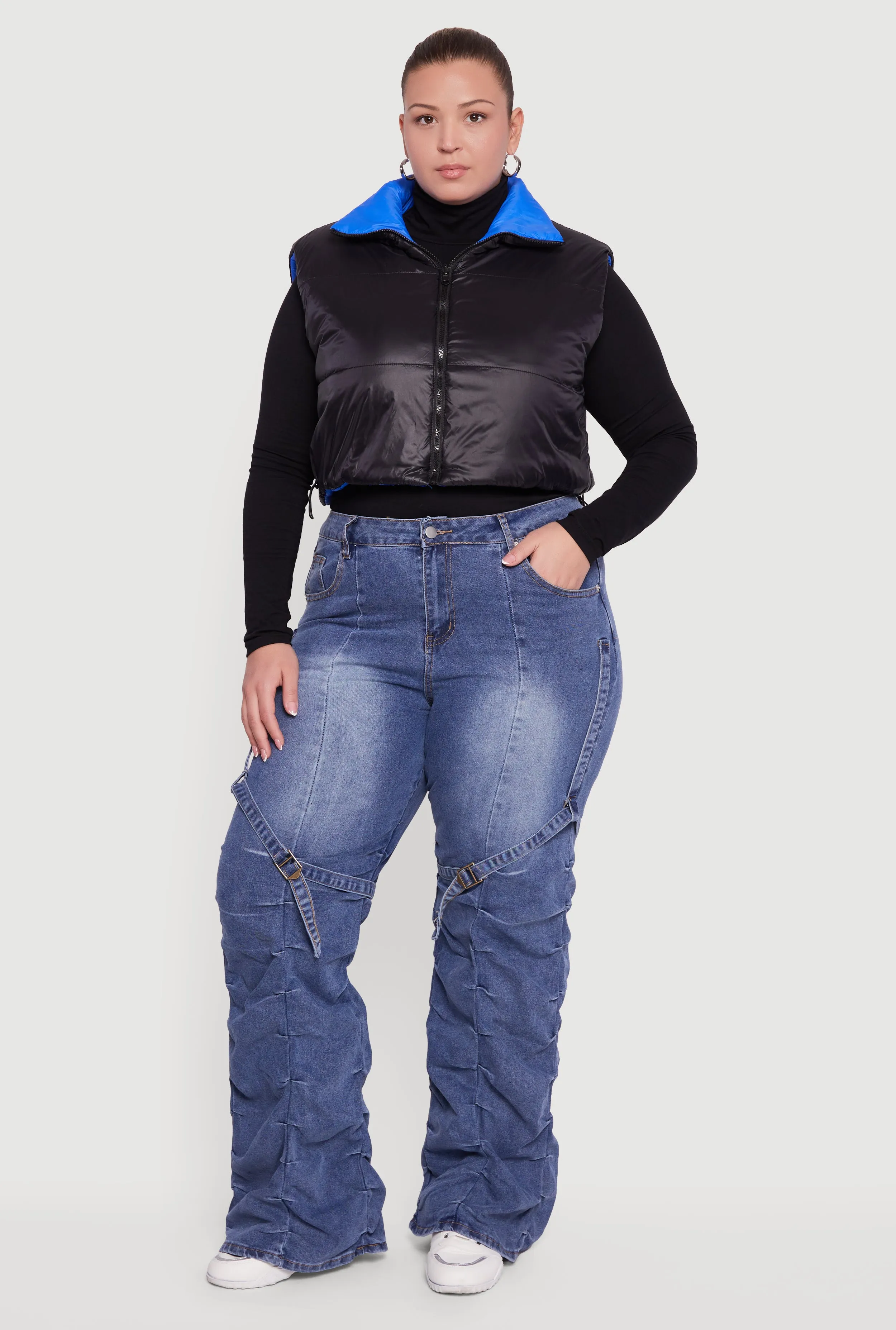 Plus Size Color Blocked Drawstring Hem Puffer Vest sold by Rainbow