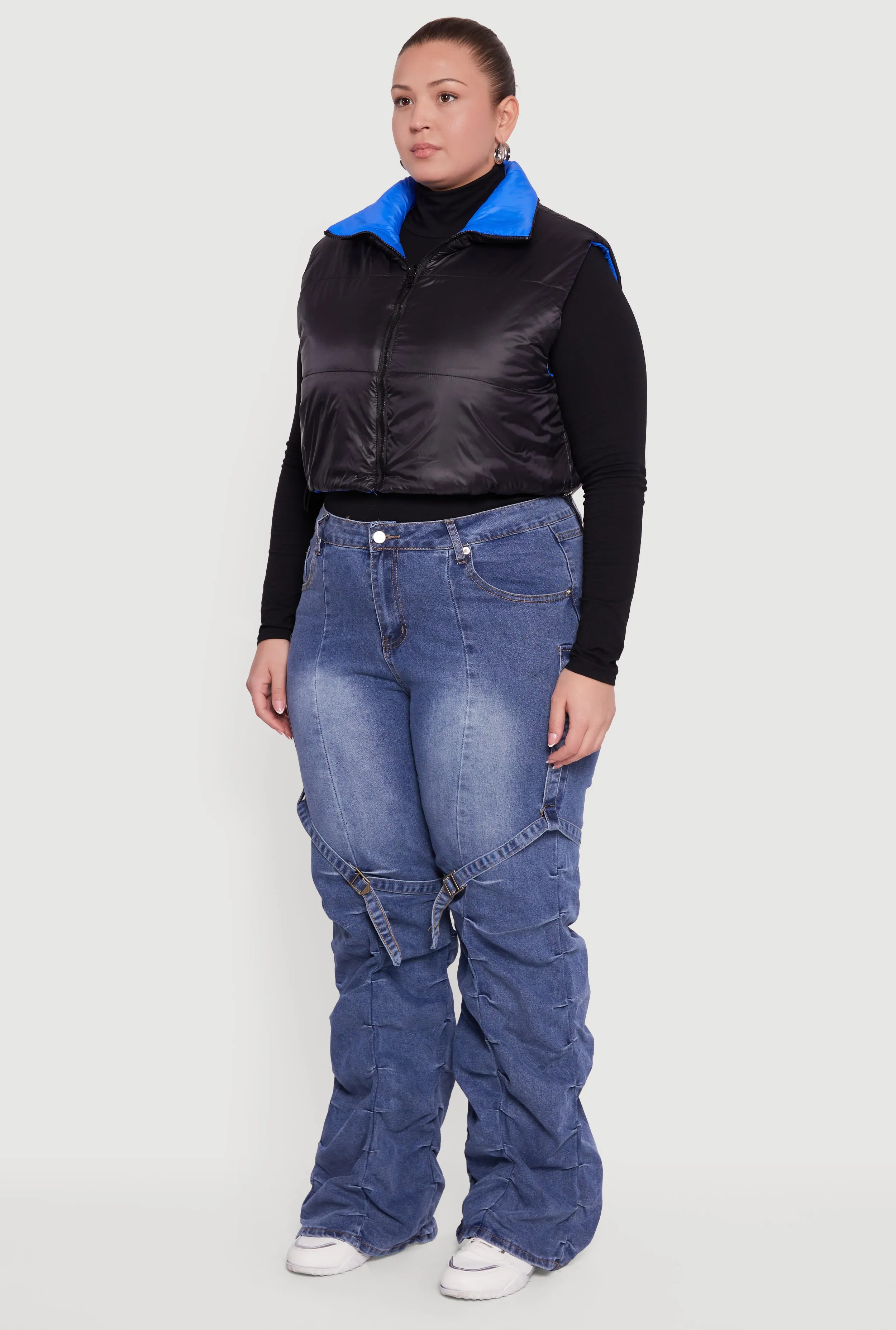 Plus Size Color Blocked Drawstring Hem Puffer Vest sold by Rainbow product image thumbnail 5