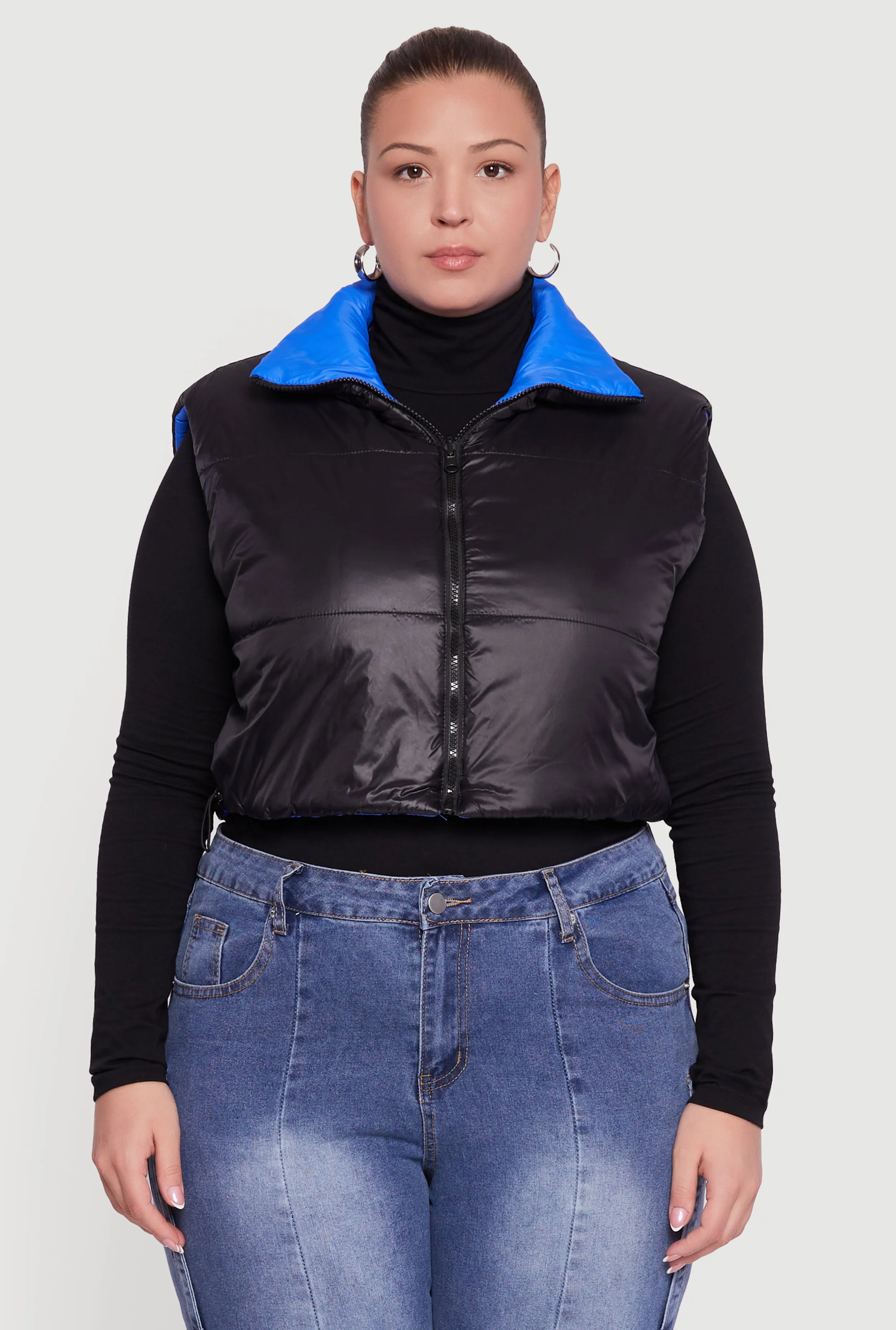 Plus Size Color Blocked Drawstring Hem Puffer Vest sold by Rainbow product image thumbnail 2
