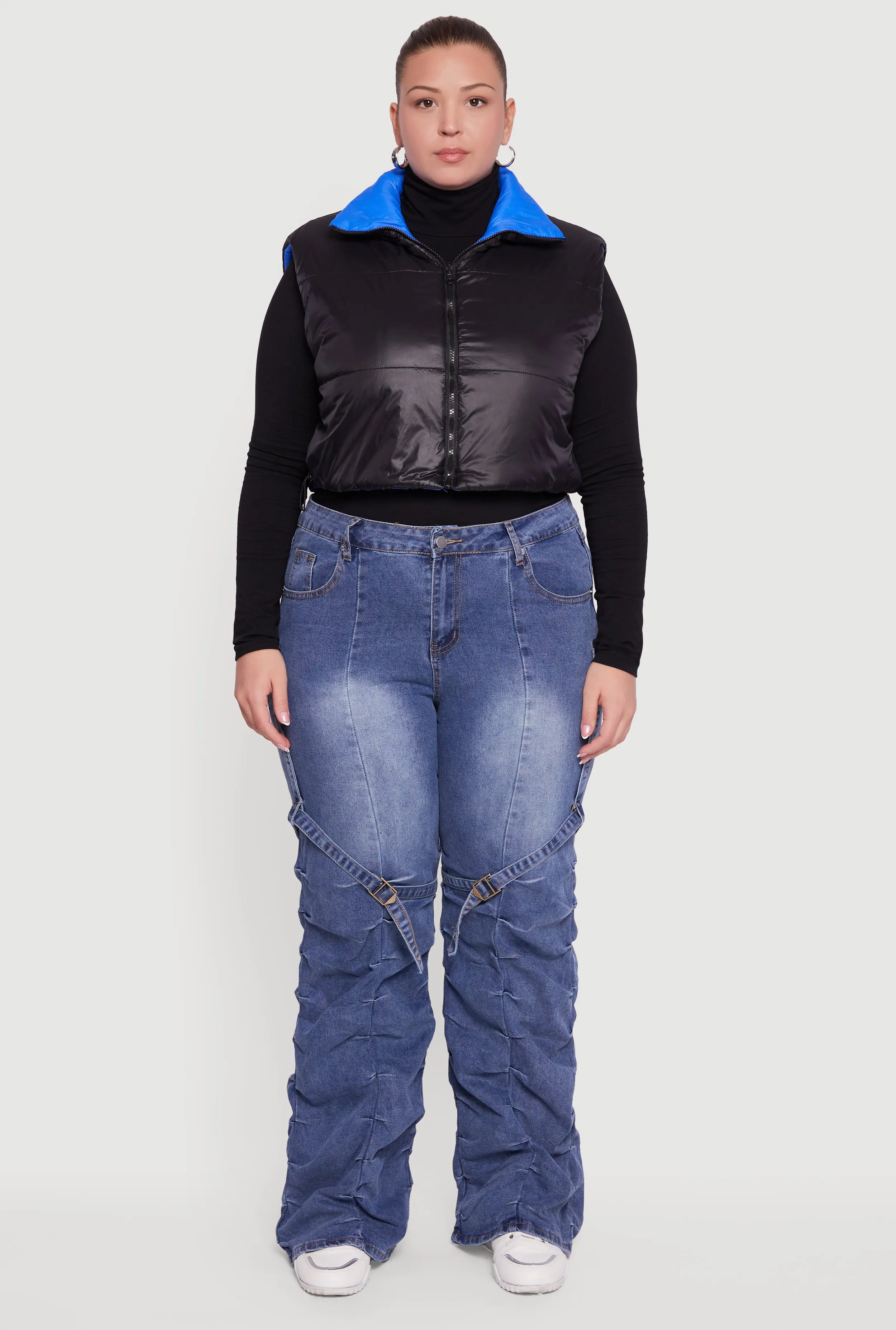 Plus Size Color Blocked Drawstring Hem Puffer Vest sold by Rainbow product image thumbnail 3