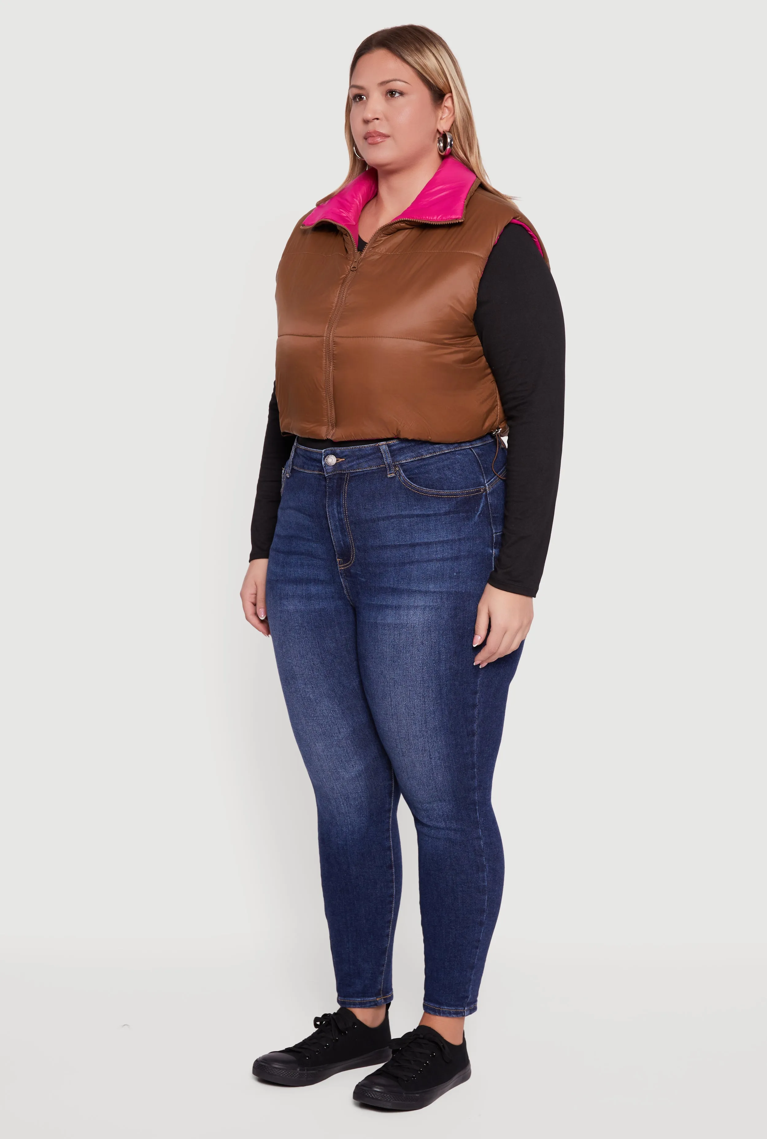 Plus Size Color Blocked Drawstring Hem Puffer Vest sold by Rainbow product image thumbnail 5