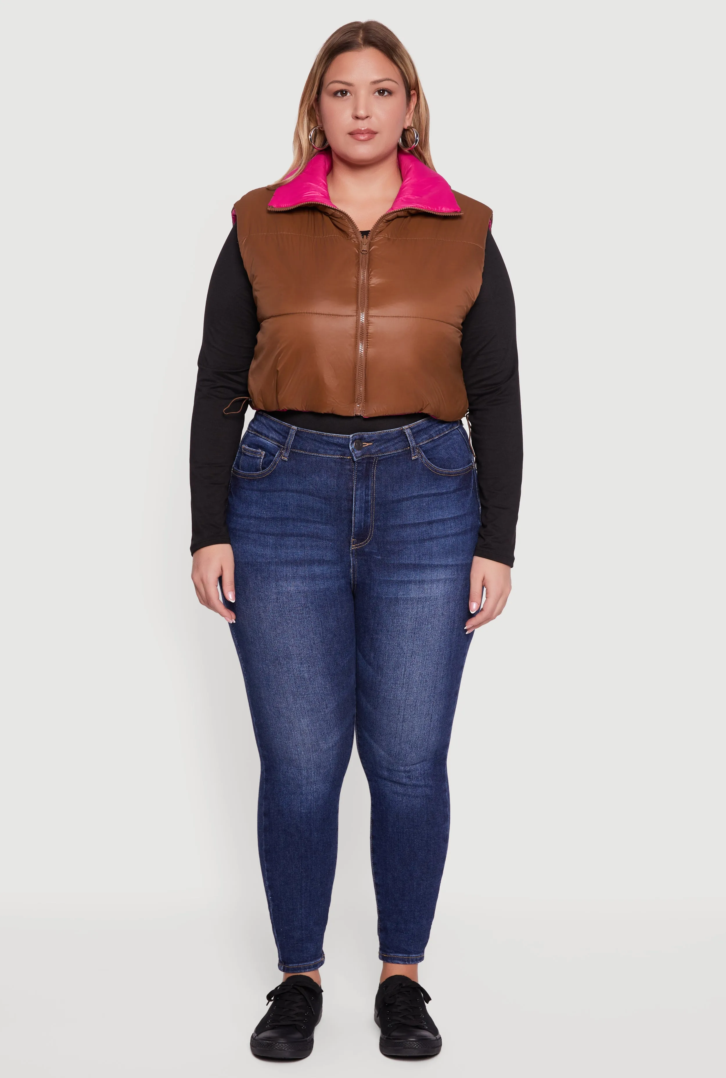 Plus Size Color Blocked Drawstring Hem Puffer Vest sold by Rainbow product image thumbnail 3