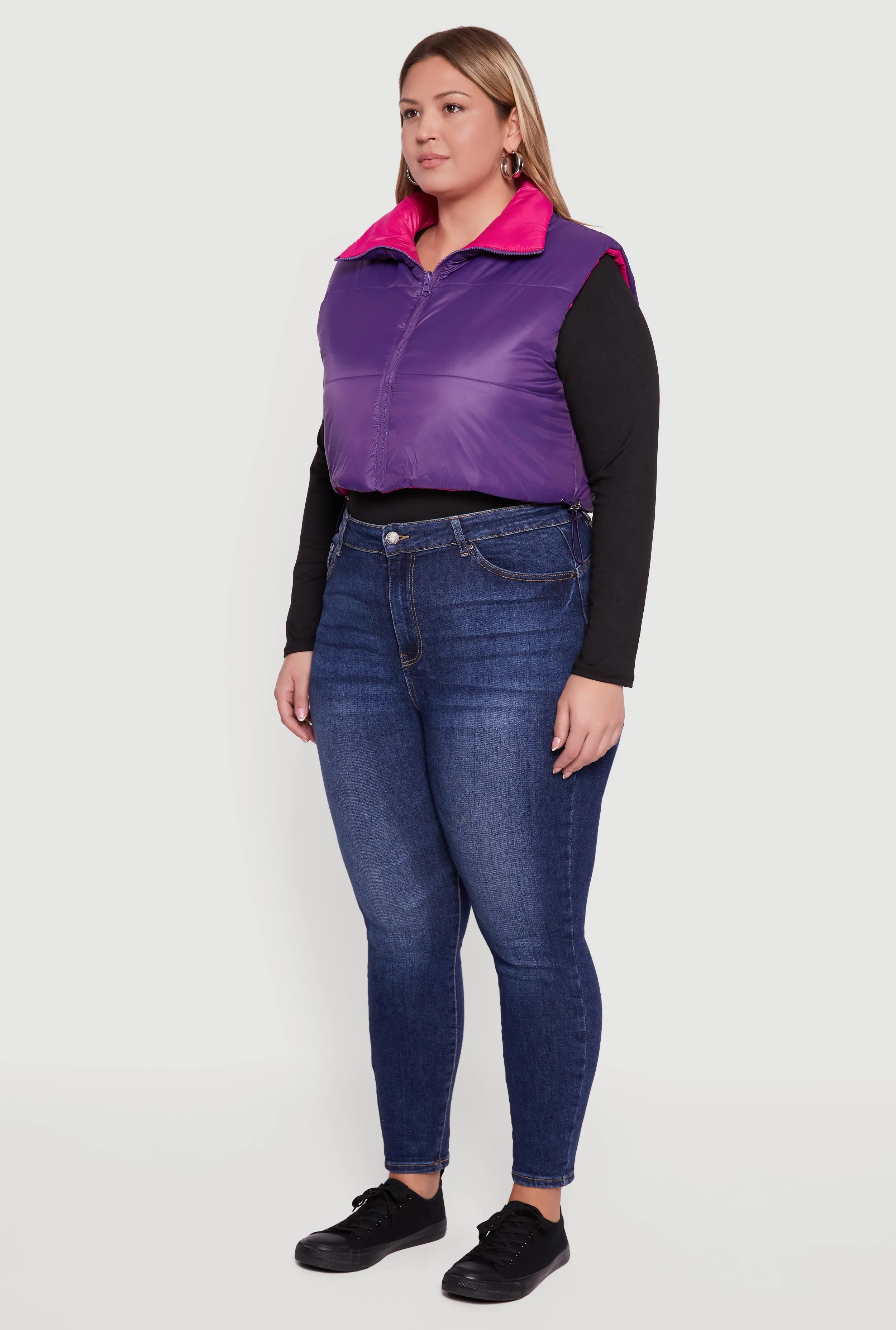 Plus Size Color Blocked Drawstring Hem Puffer Vest sold by Rainbow product image thumbnail 5