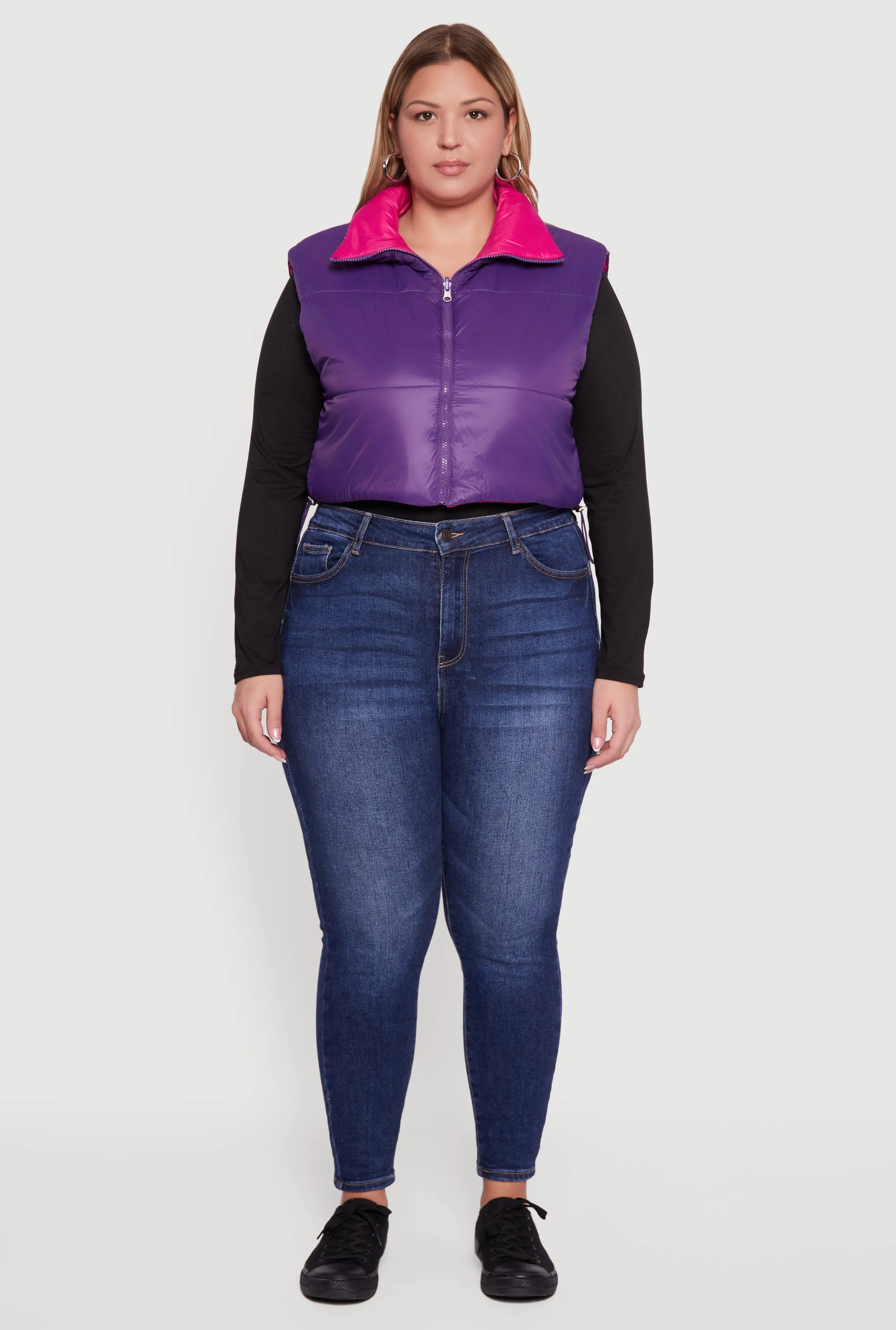 Plus Size Color Blocked Drawstring Hem Puffer Vest sold by Rainbow product image thumbnail 3