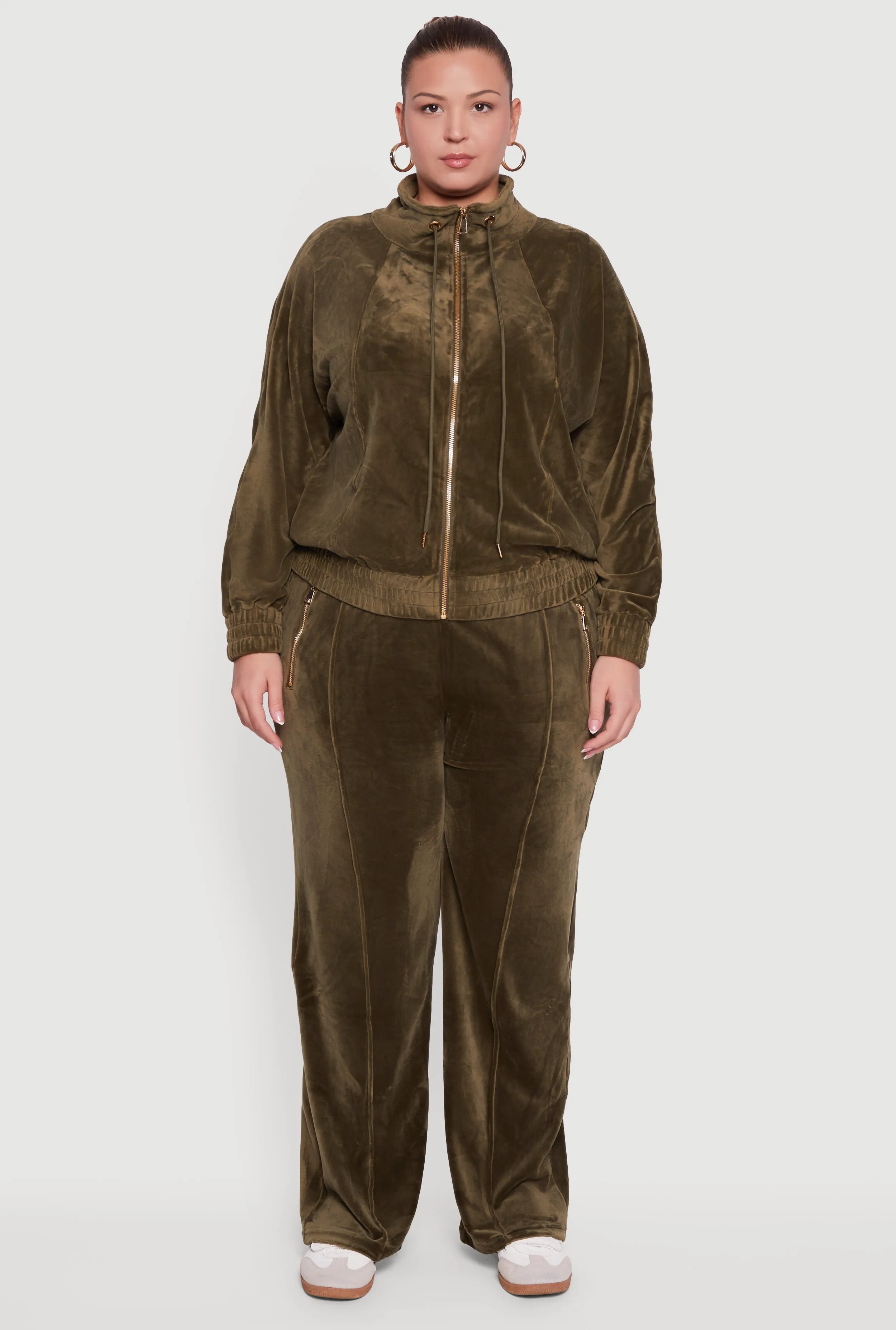 Plus Size Wide Leg Velour Pants with Zip Pockets sold by Rainbow product image thumbnail 2