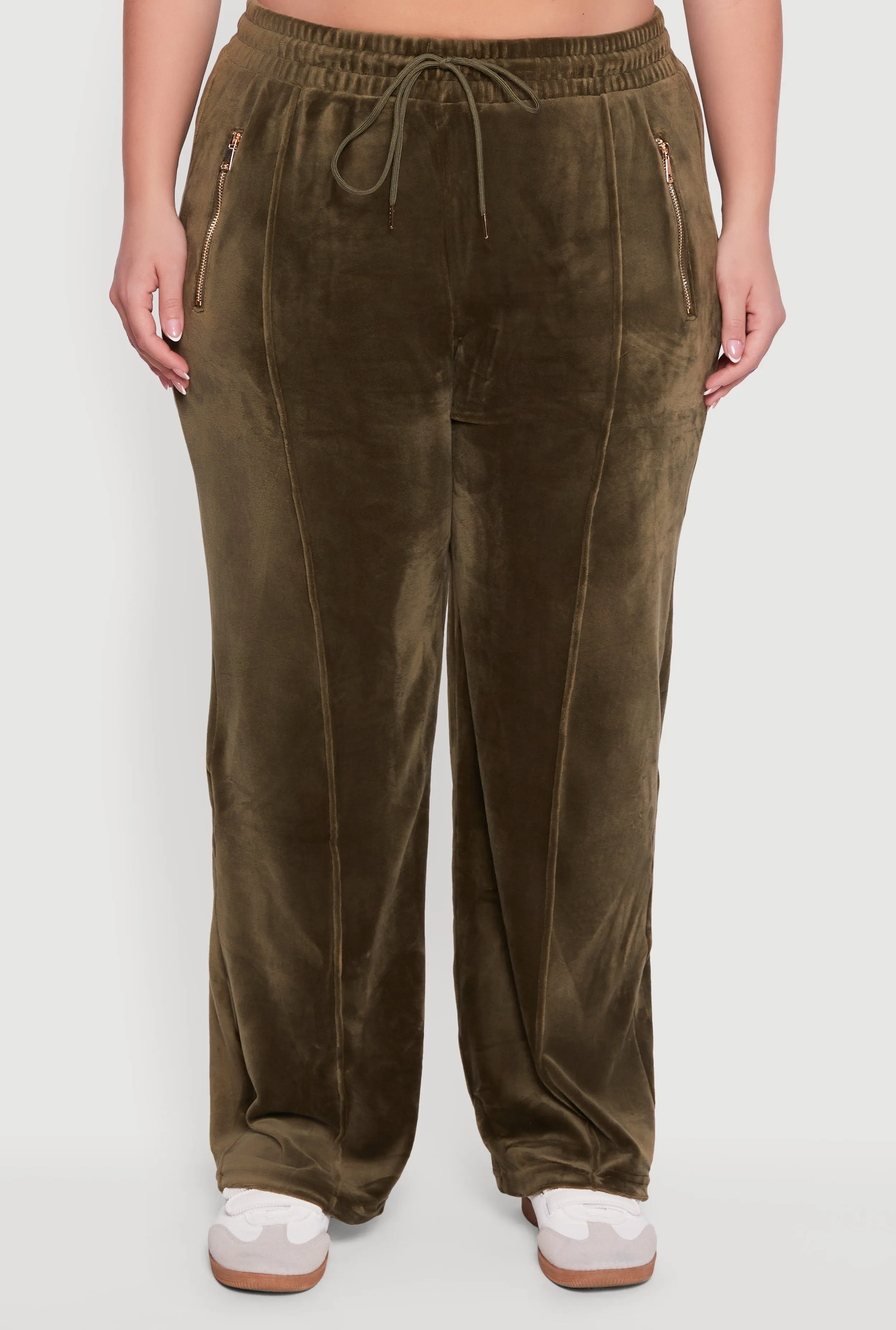 Plus Size Wide Leg Velour Pants with Zip Pockets sold by Rainbow product image thumbnail 3