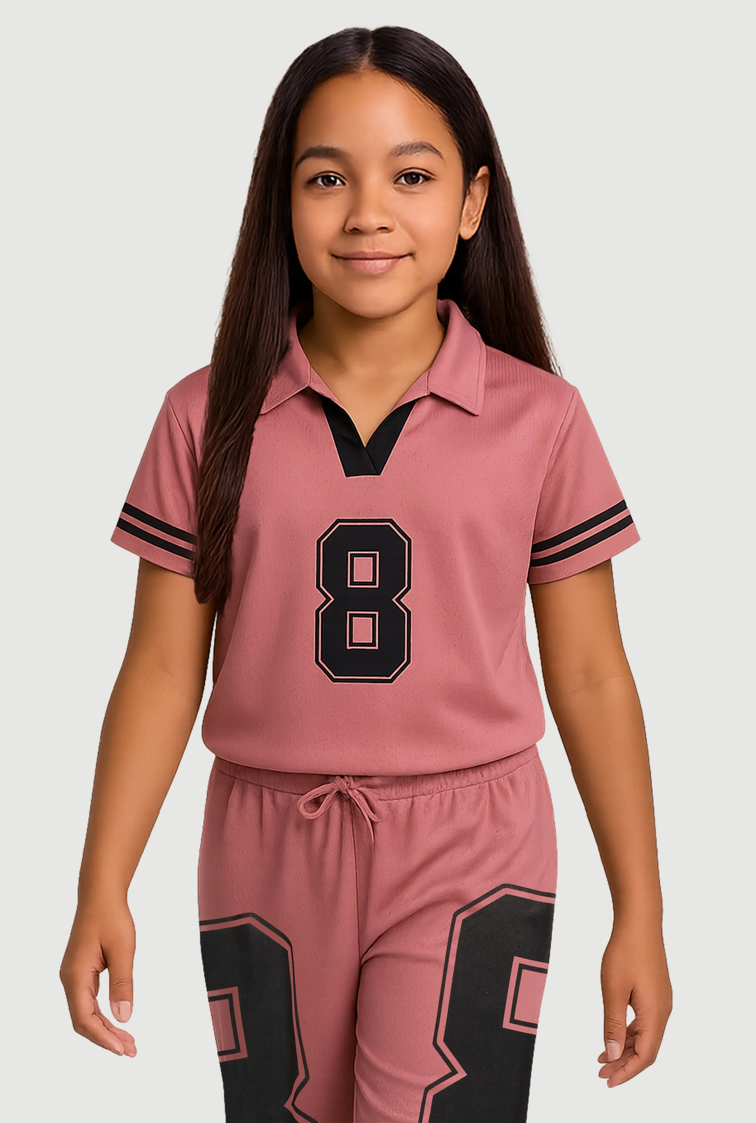 Girls Short Sleeve Varsity Stripe Polo Tee sold by Rainbow product image thumbnail 2