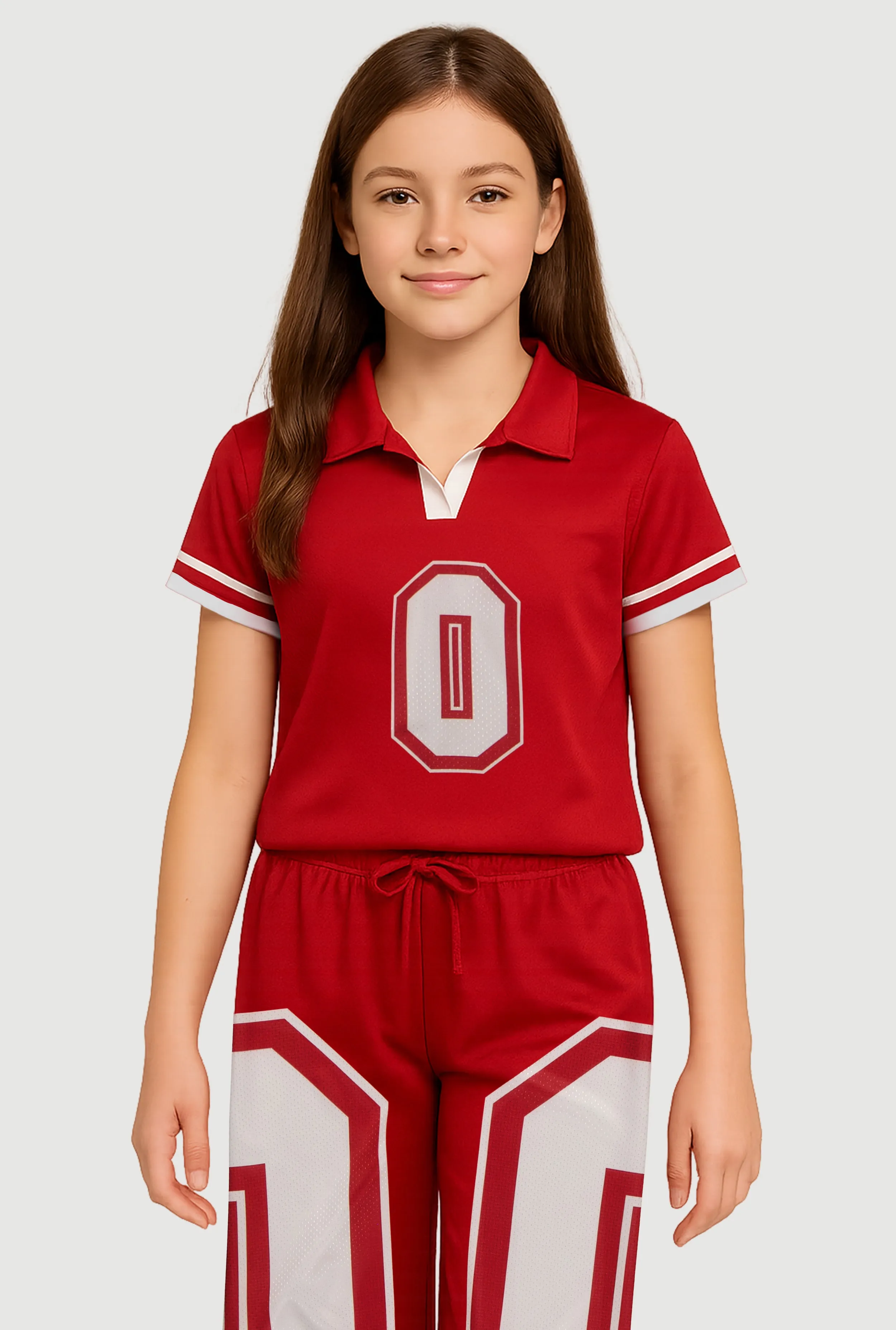 Girls Short Sleeve Varsity Stripe Polo Tee sold by Rainbow