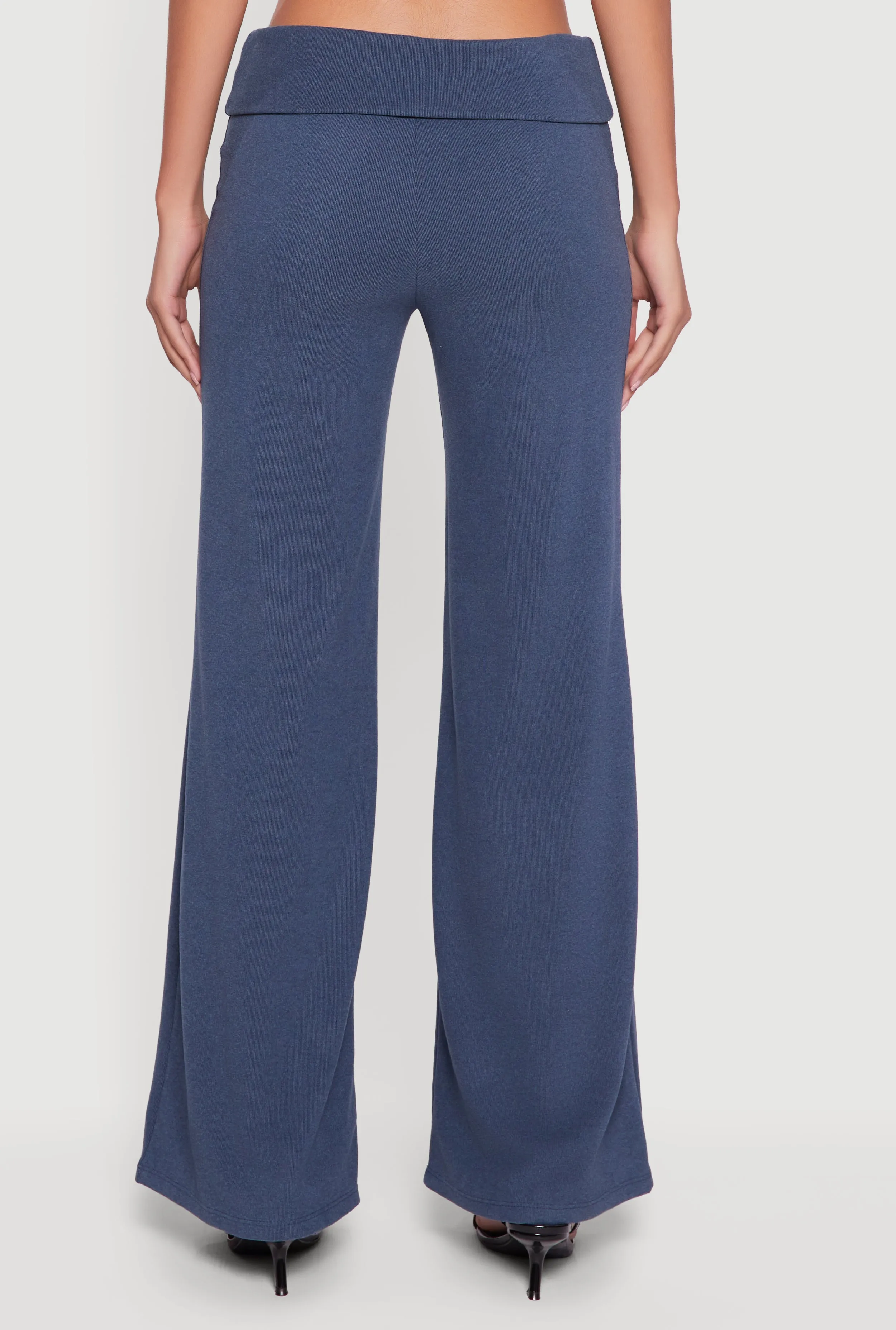 Brushed Ribbed Knit Fold Over Flare Pants sold by Rainbow product image thumbnail 5