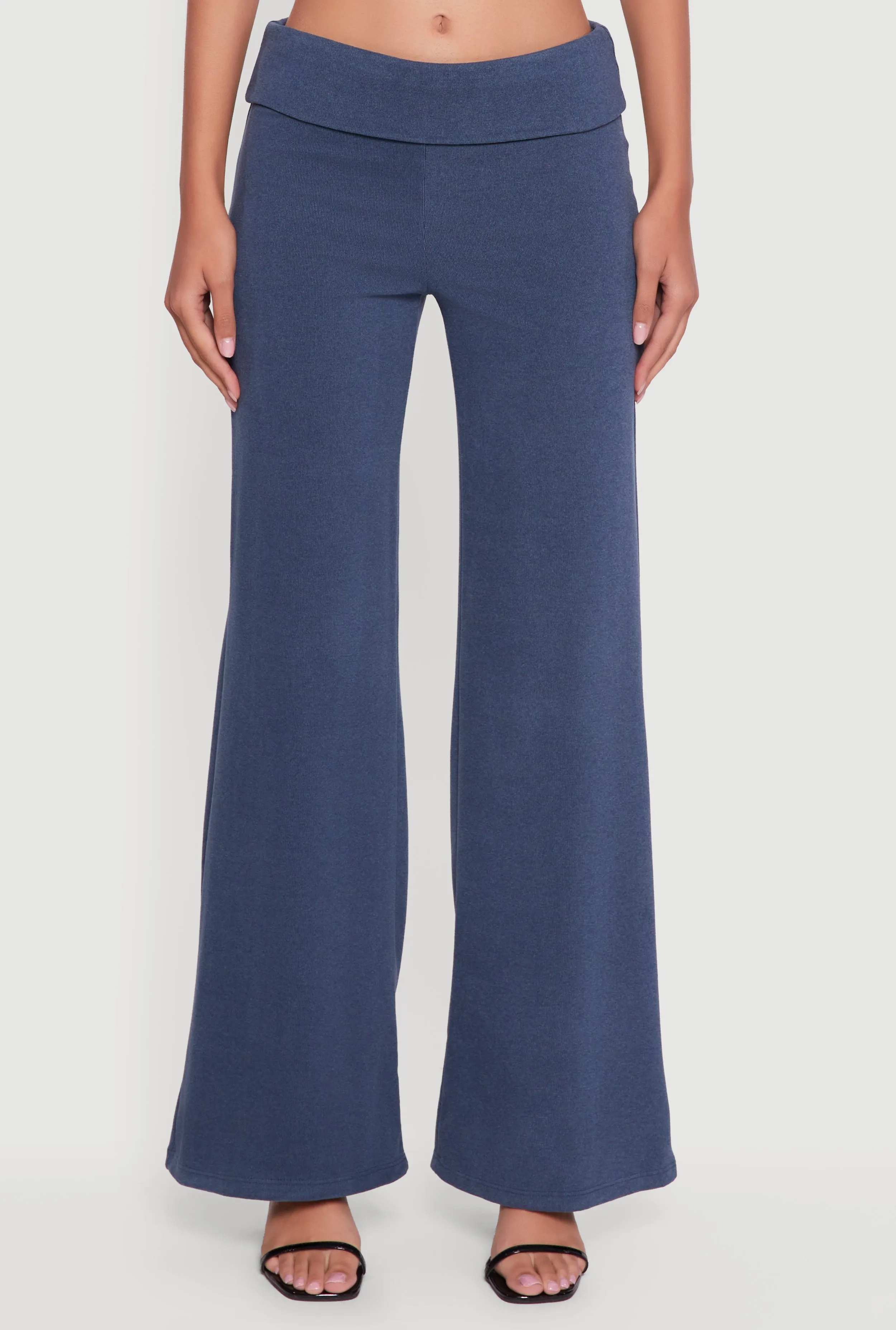 Brushed Ribbed Knit Fold Over Flare Pants sold by Rainbow product image thumbnail 3