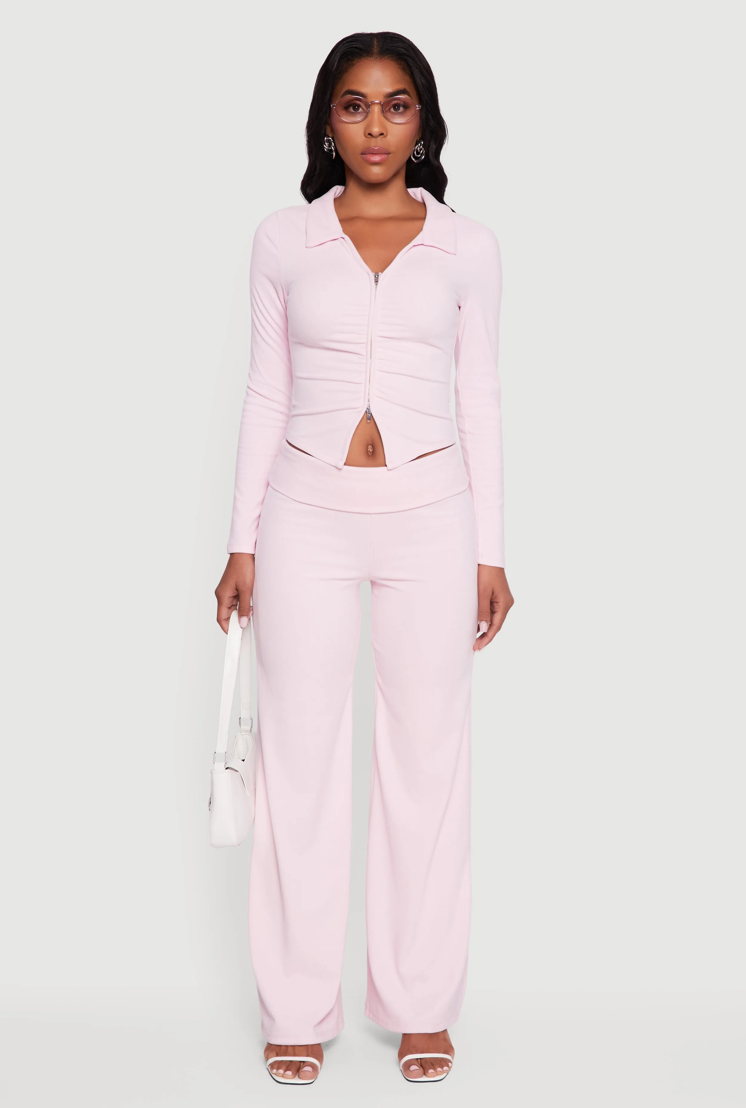 Brushed Ribbed Knit Fold Over Flare Pants sold by Rainbow product image thumbnail 2