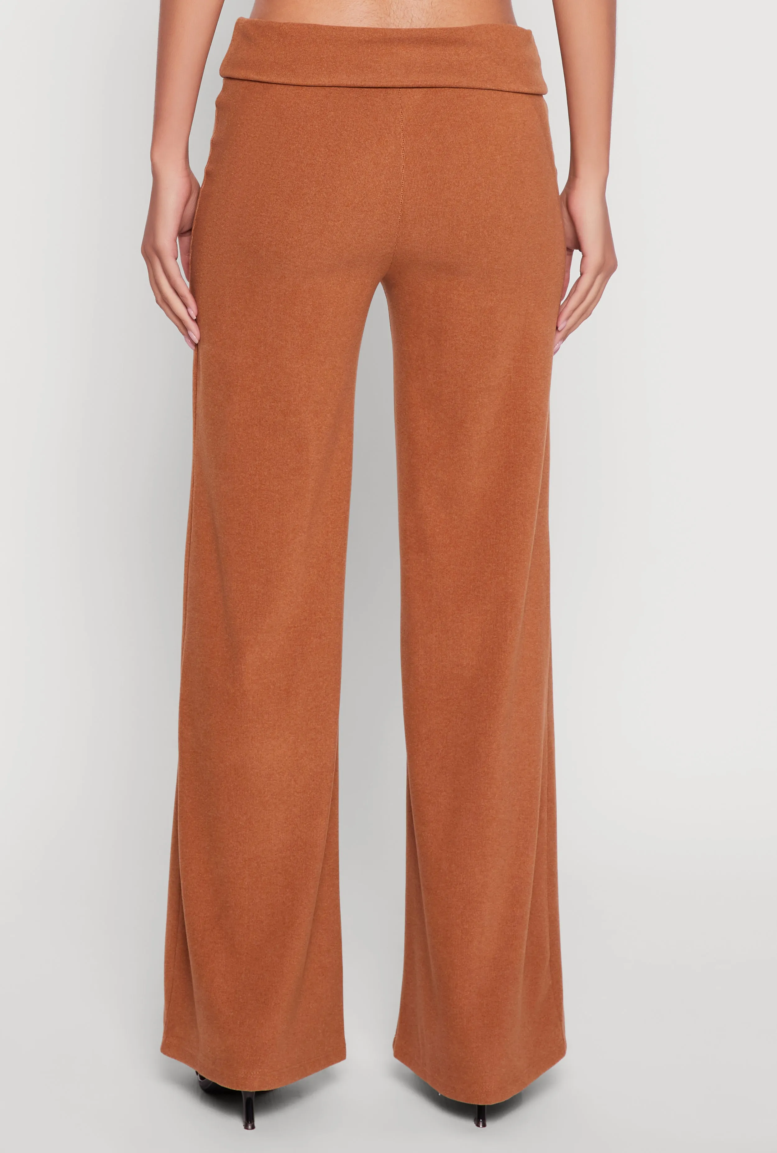 Brushed Ribbed Knit Fold Over Flare Pants sold by Rainbow product image thumbnail 5