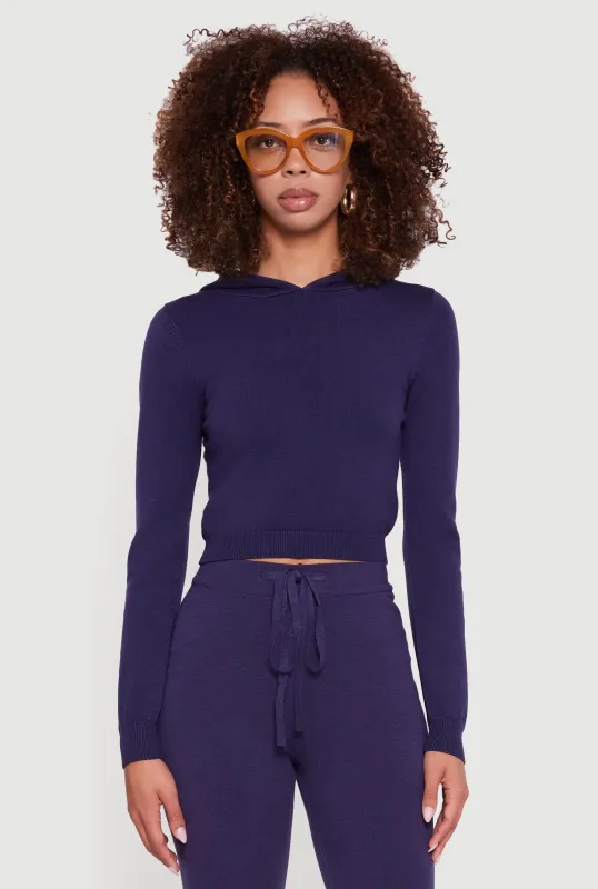 Long Sleeve Cropped Pullover Hooded Sweater sold by Rainbow