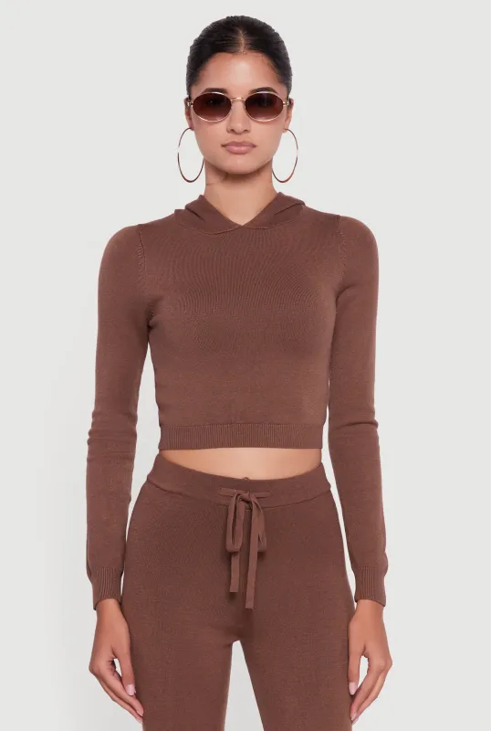 Long Sleeve Cropped Pullover Hooded Sweater sold by Rainbow