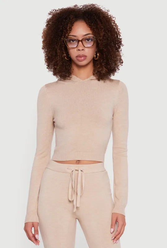 Long Sleeve Cropped Pullover Hooded Sweater sold by Rainbow