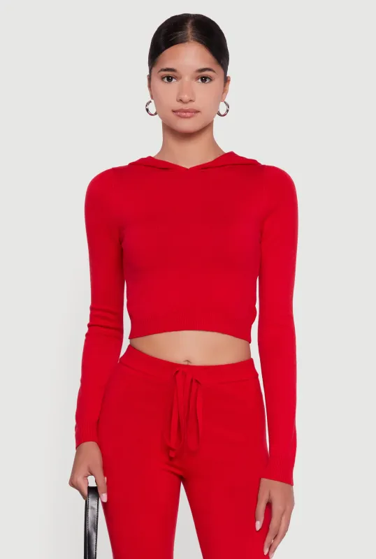 Long Sleeve Cropped Pullover Hooded Sweater sold by Rainbow
