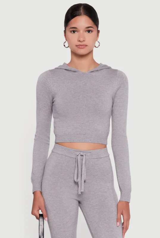 Long Sleeve Cropped Pullover Hooded Sweater sold by Rainbow