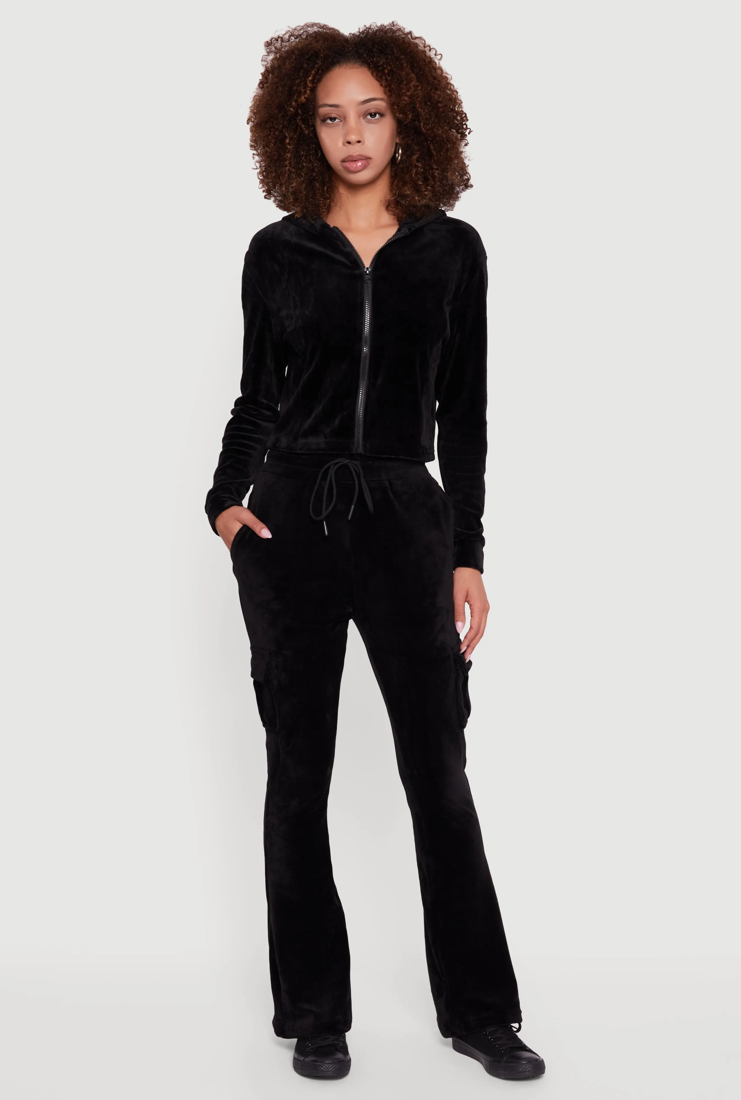 Velour Bootcut Pants with Cargo Pockets sold by Rainbow