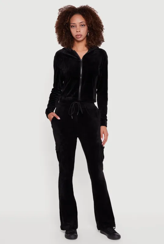 Velour Bootcut Pants with Cargo Pockets sold by Rainbow