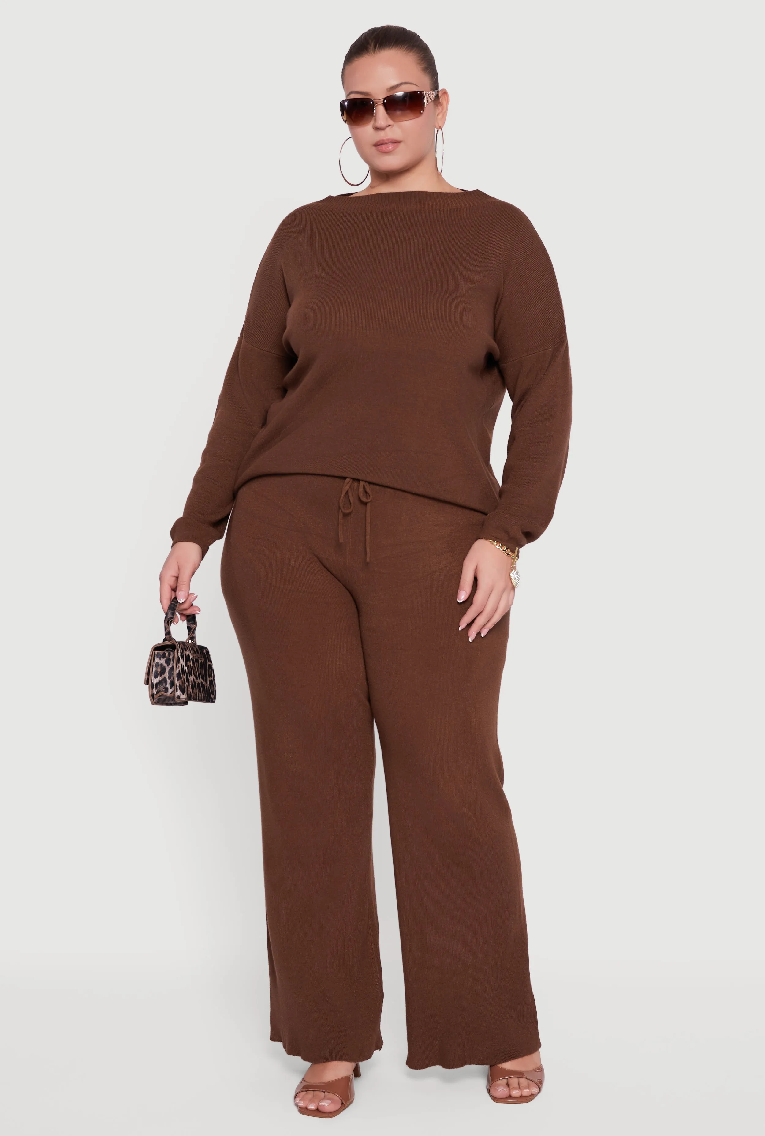 Plus Size Drawstring Detail Pull On Wide Leg Pants sold by Rainbow