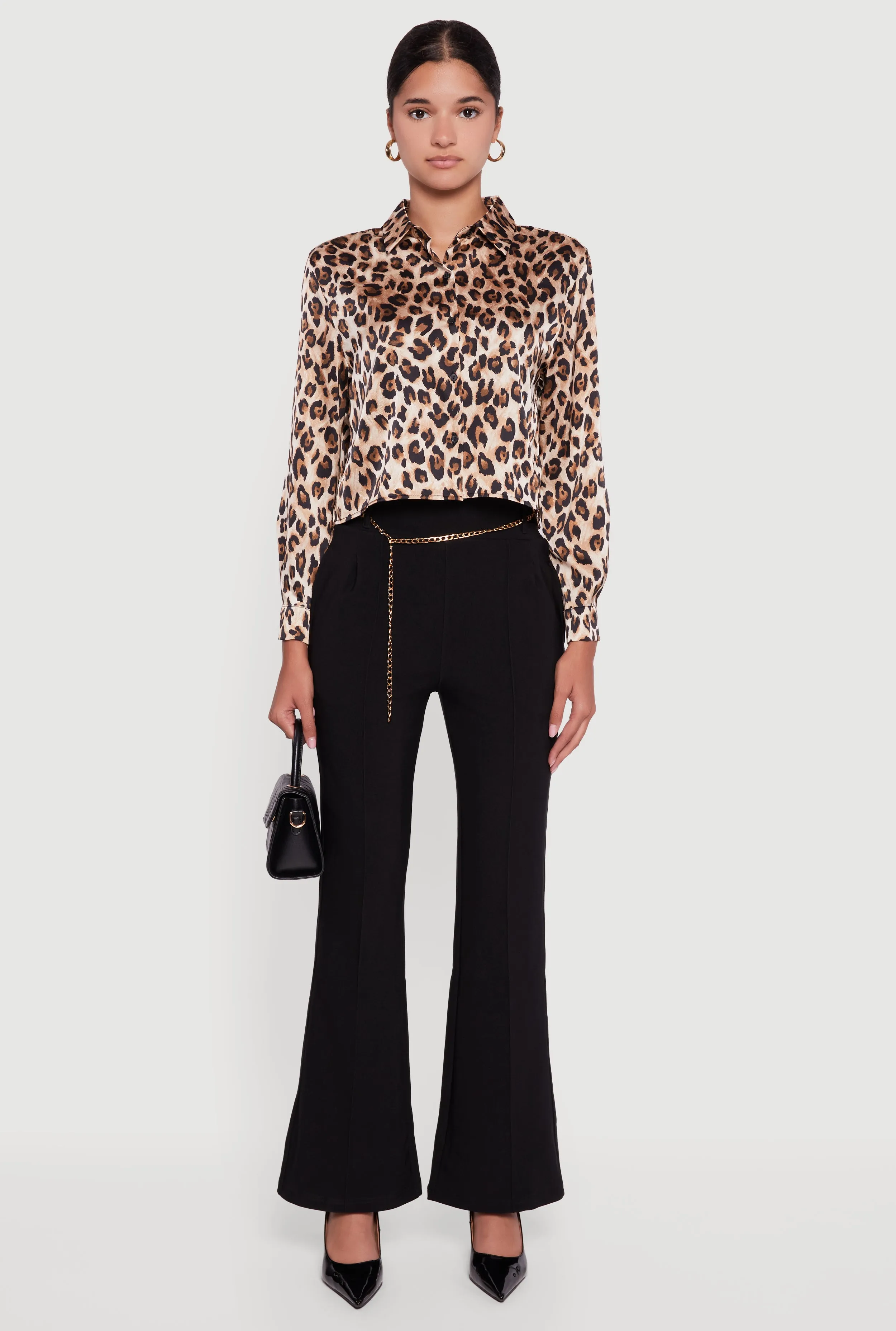 Flare Leg Scuba Dress Pants with Chain Belt sold by Rainbow product image thumbnail 2