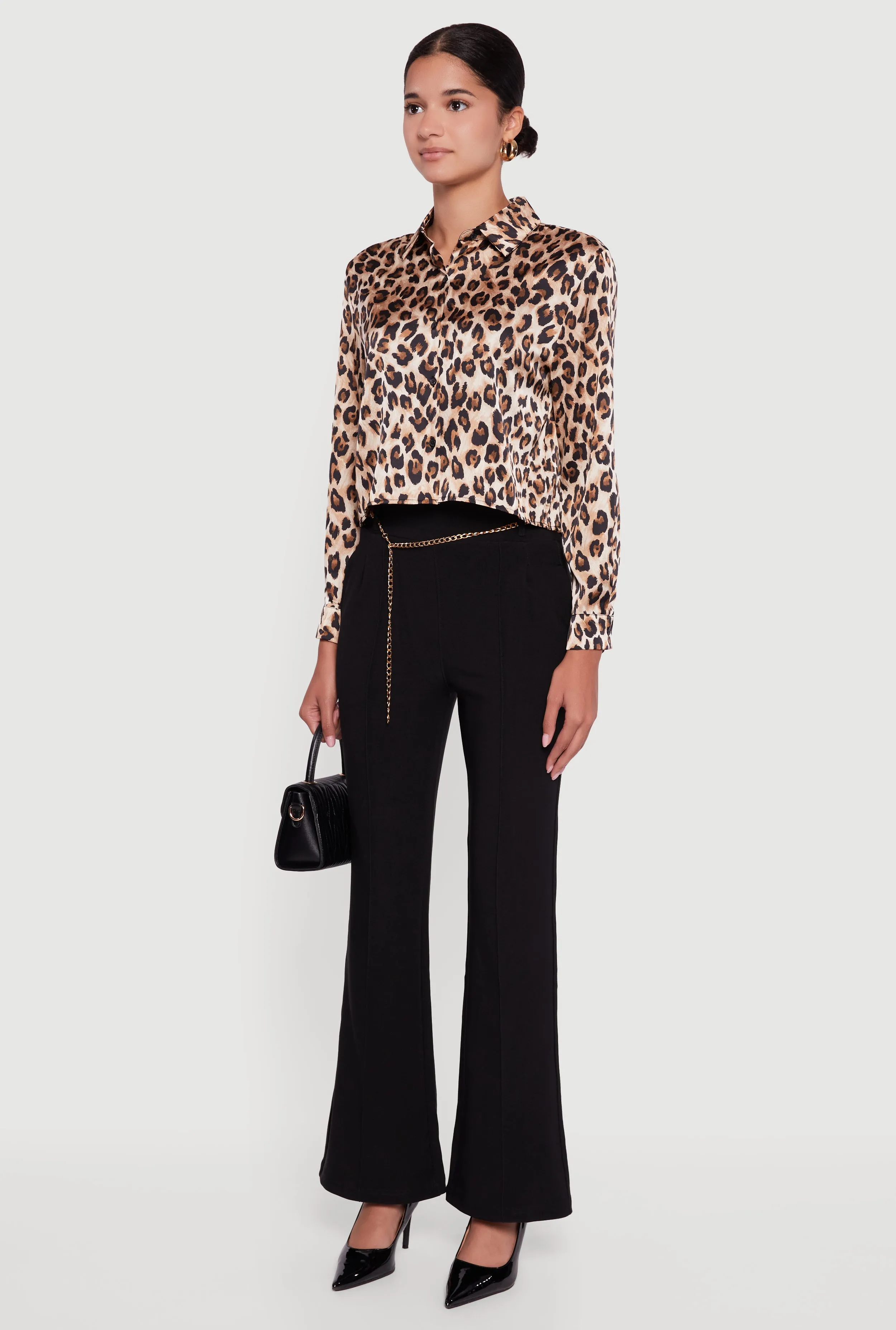 Flare Leg Scuba Dress Pants with Chain Belt sold by Rainbow product image thumbnail 3